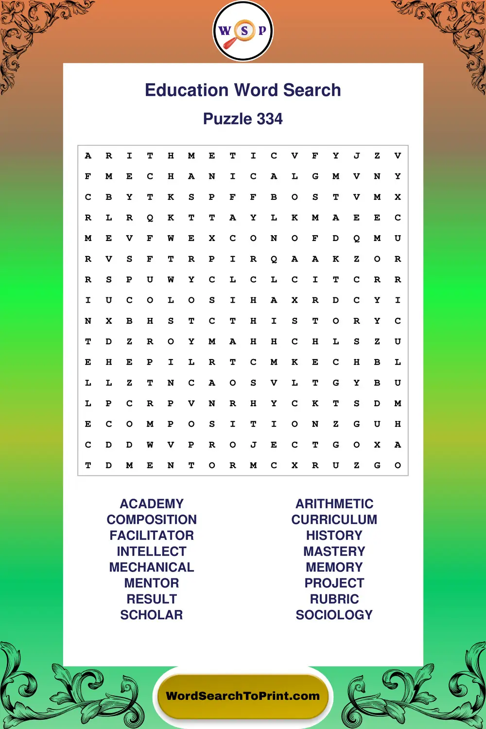 Education Word Search Puzzle 334