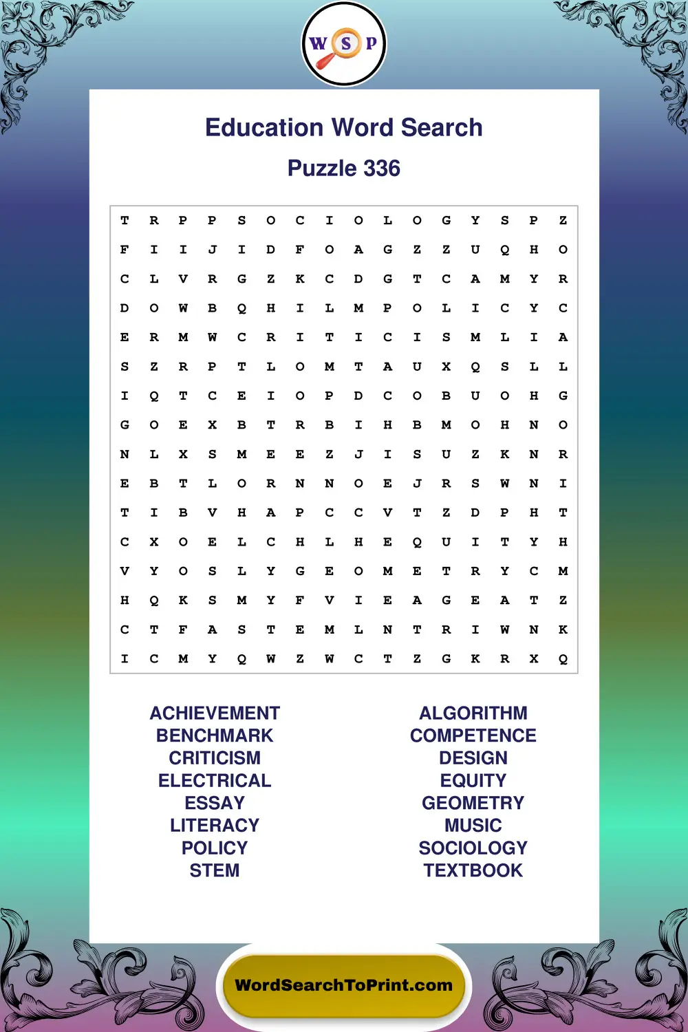 Education Word Search Puzzle 336