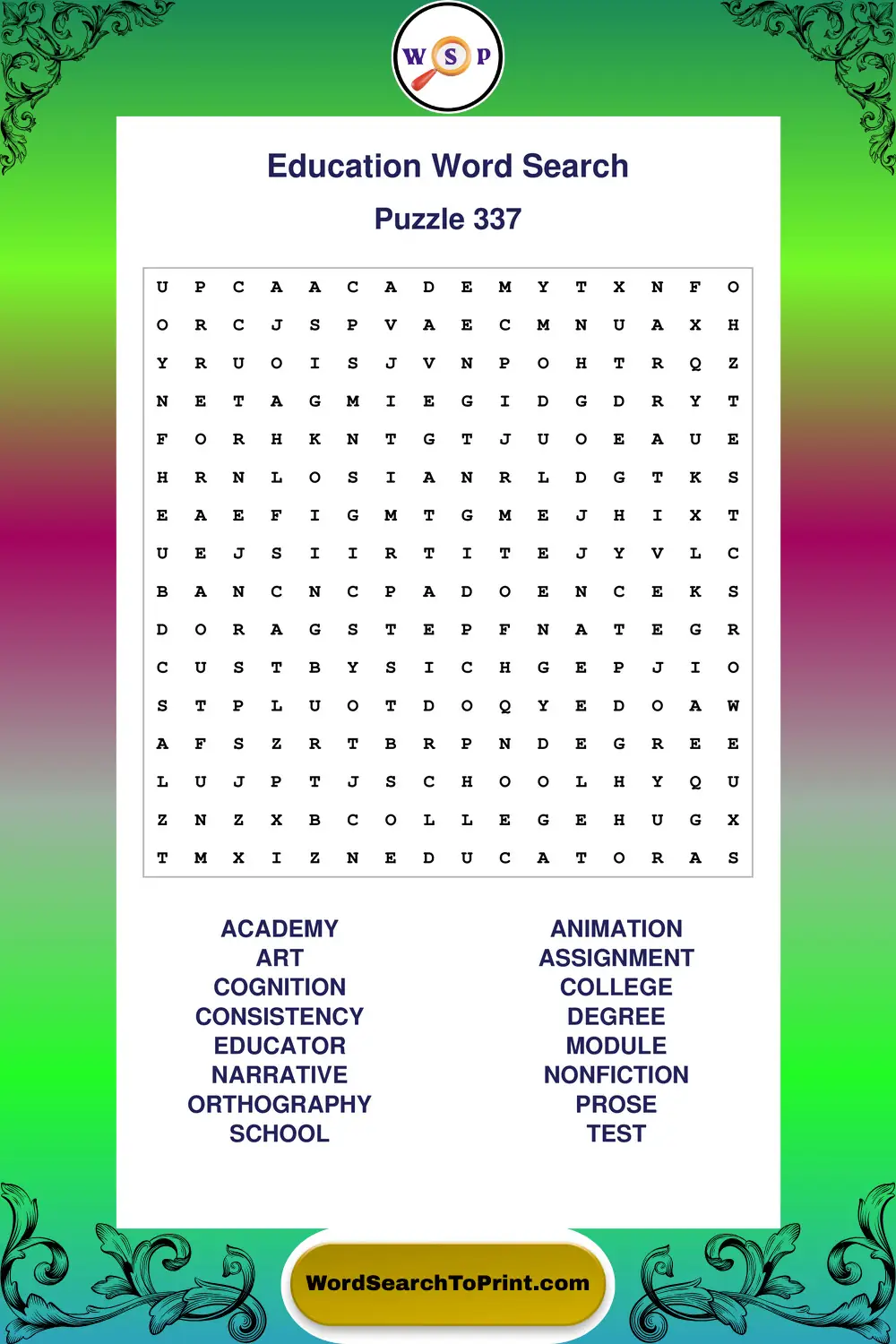 Education Word Search Puzzle 337