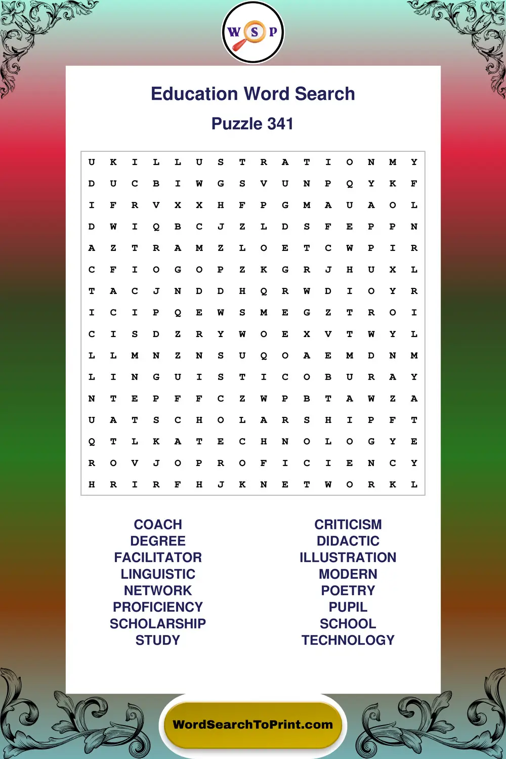 Education Word Search Puzzle 341