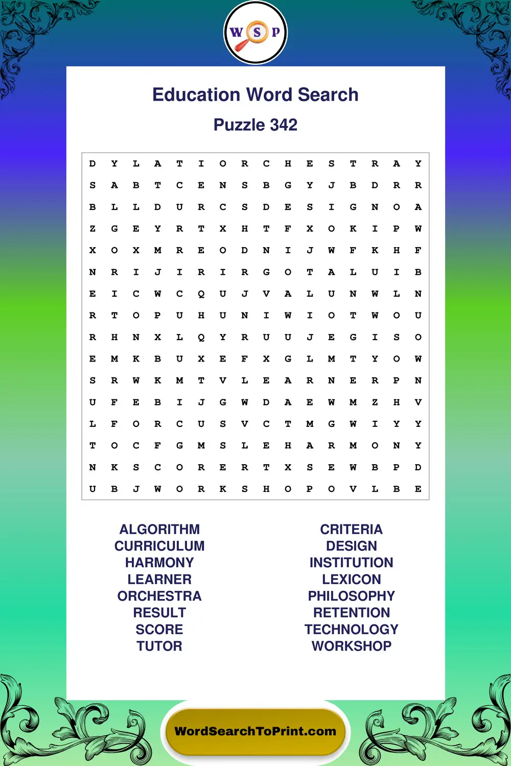 Education Word Search Puzzle 342