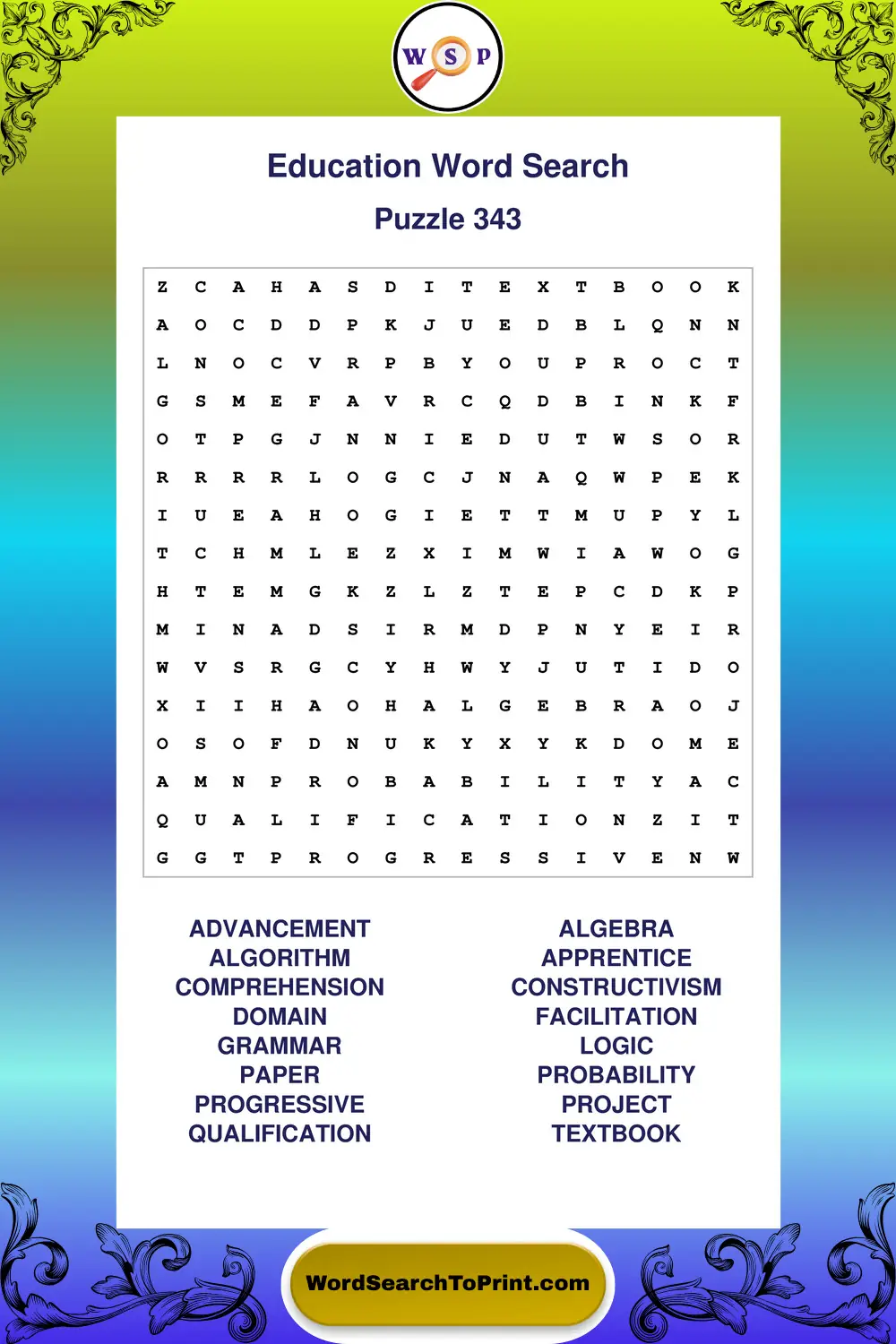 Education Word Search Puzzle 343