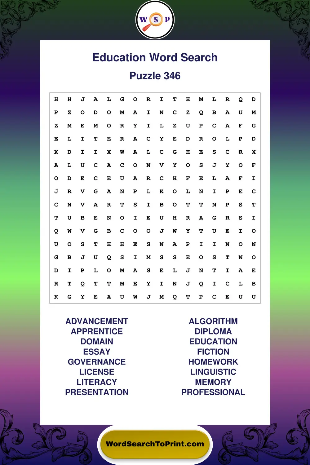 Education Word Search Puzzle 346