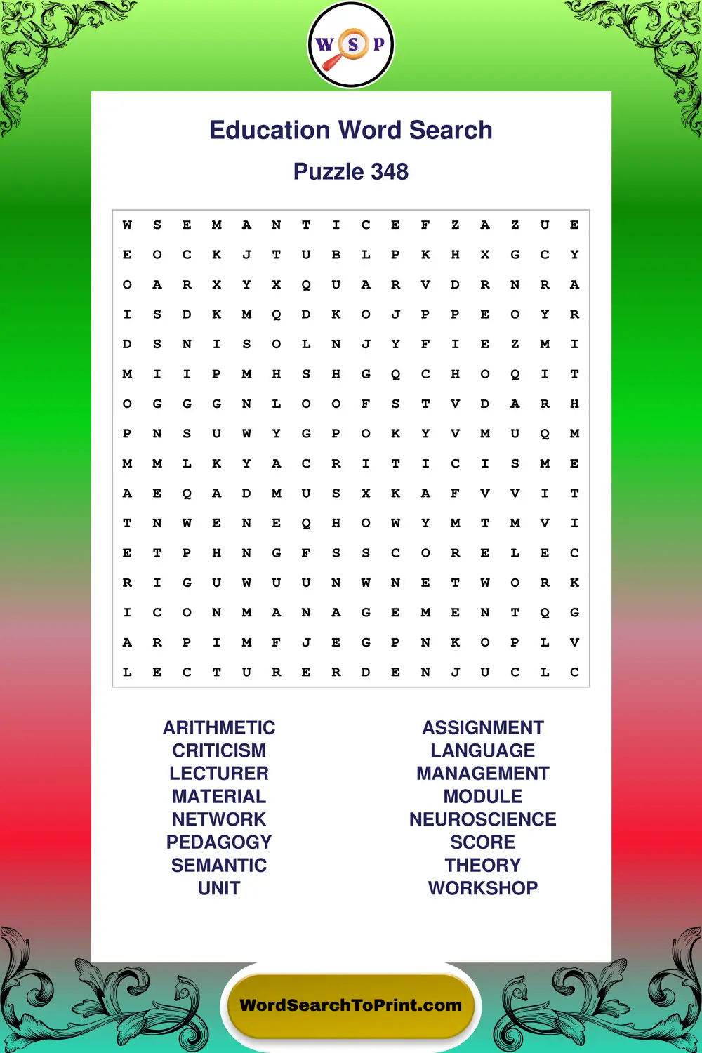 Education Word Search Puzzle 348