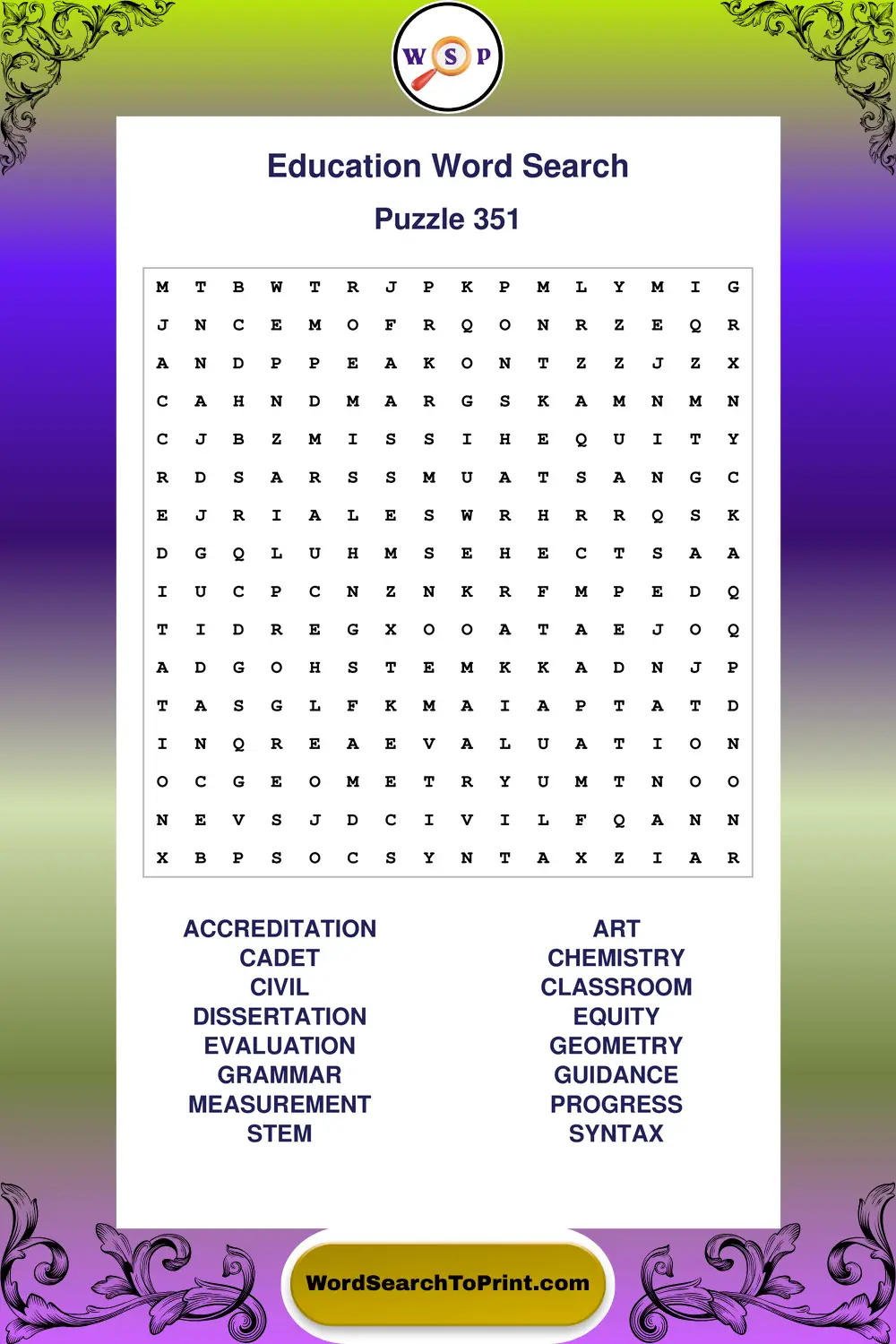 Education Word Search Puzzle 351
