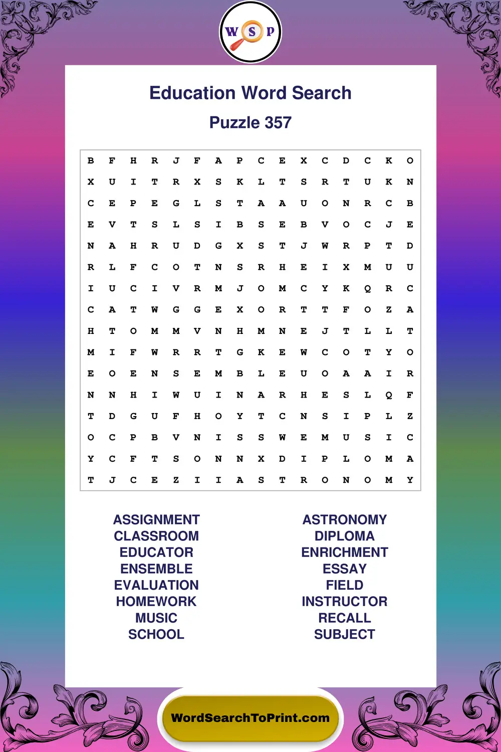 Education Word Search Puzzle 357