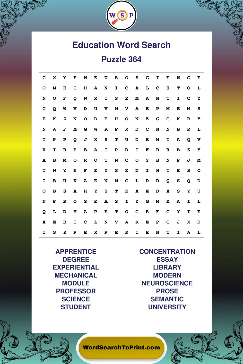 Education Word Search Puzzle 364