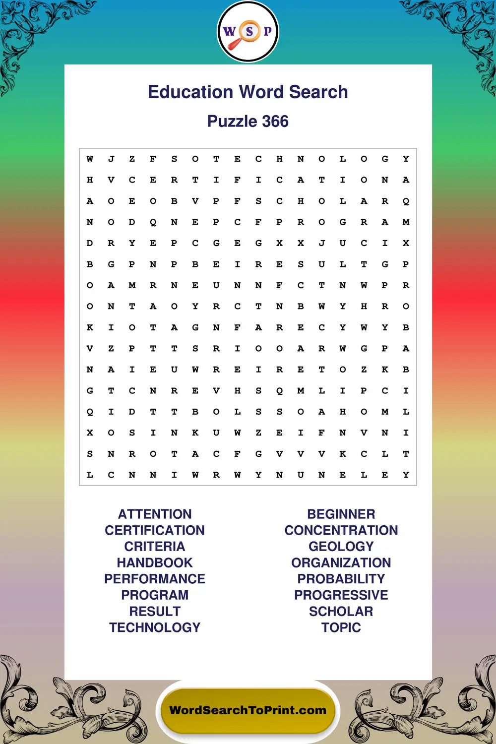 Education Word Search Puzzle 366