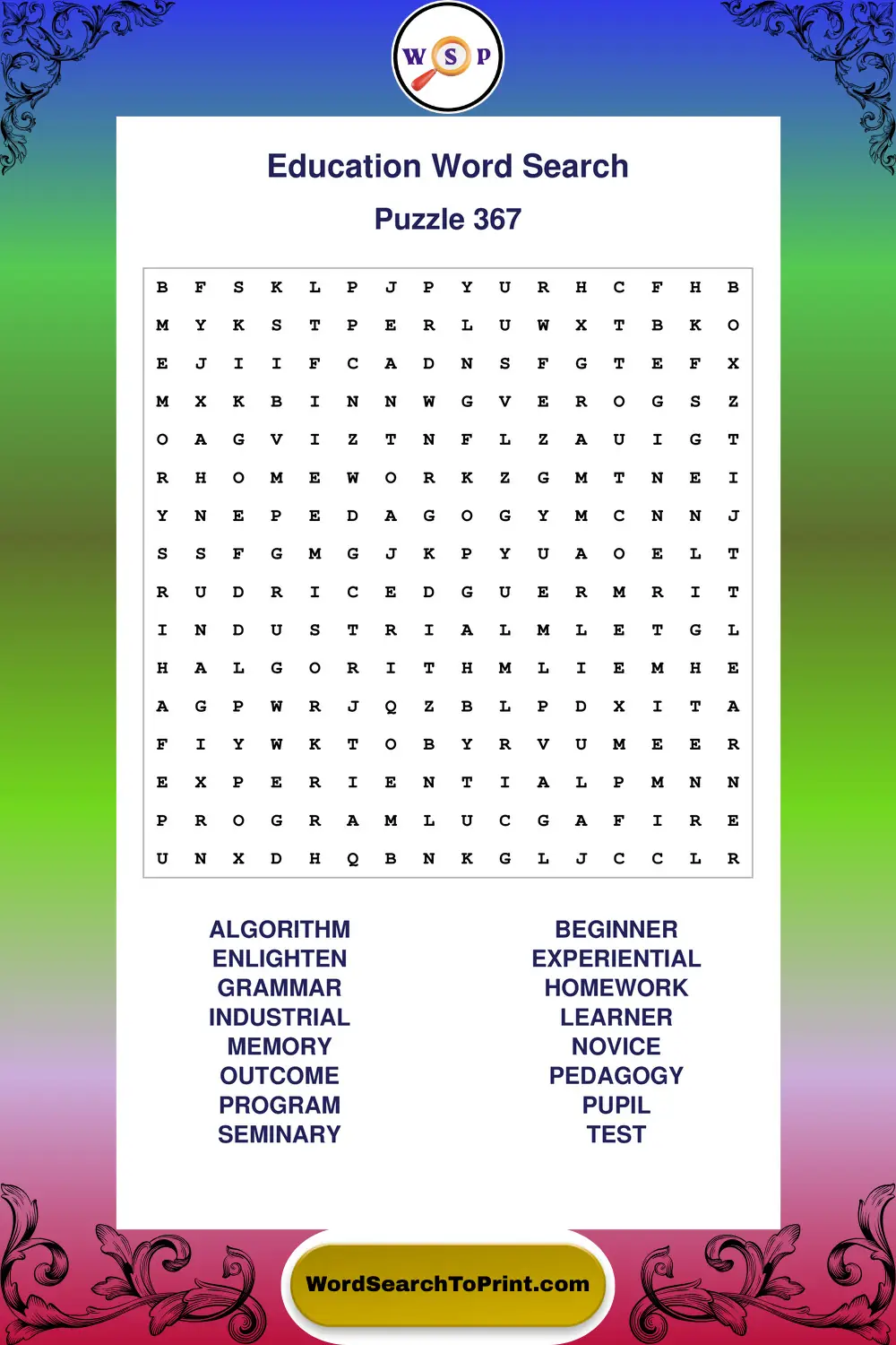 Education Word Search Puzzle 367