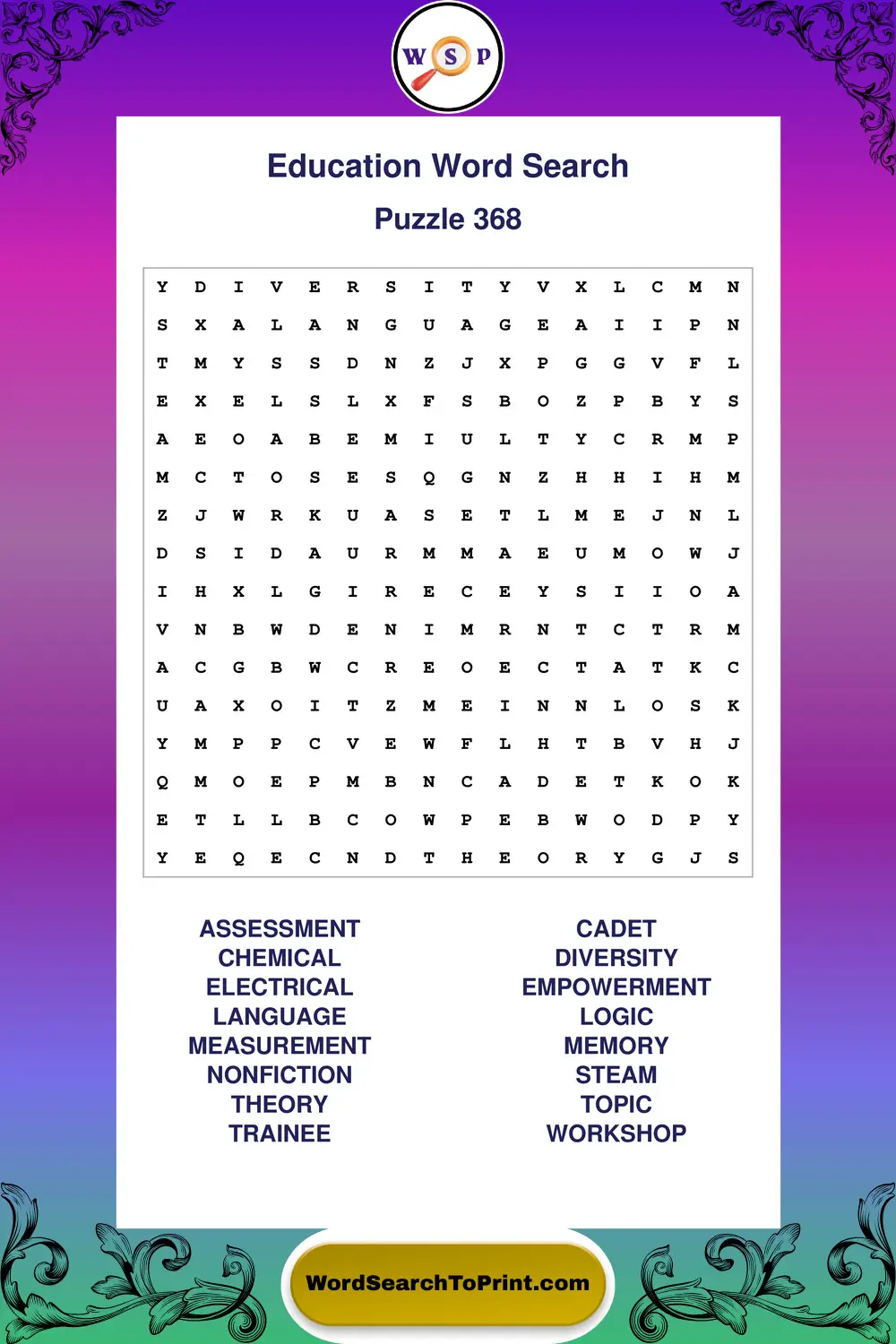 Education Word Search Puzzle 368