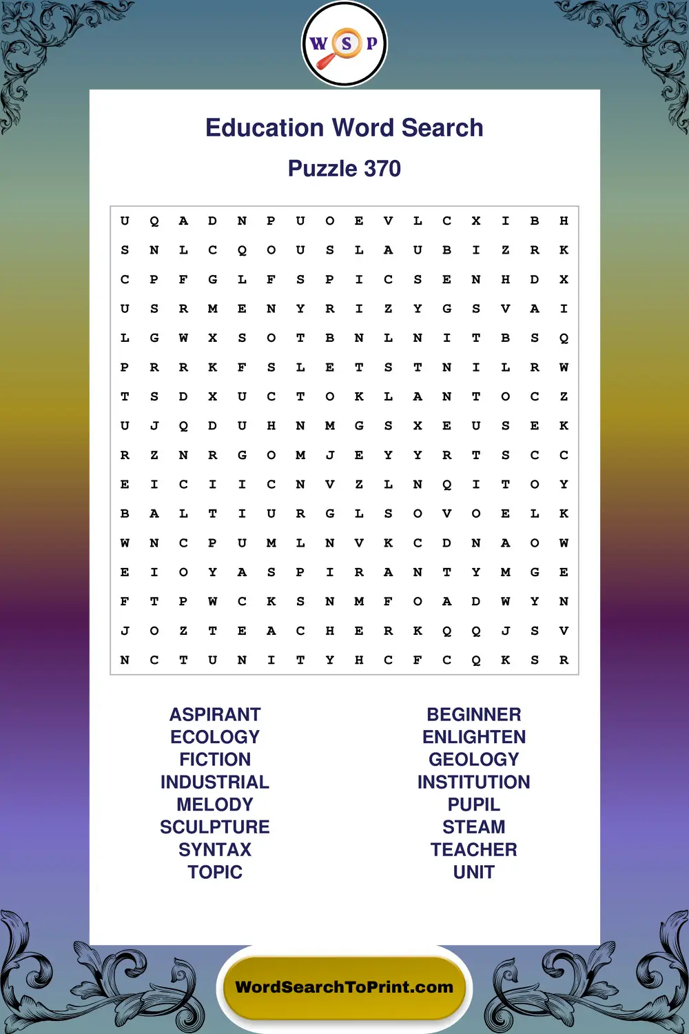 Education Word Search Puzzle 370