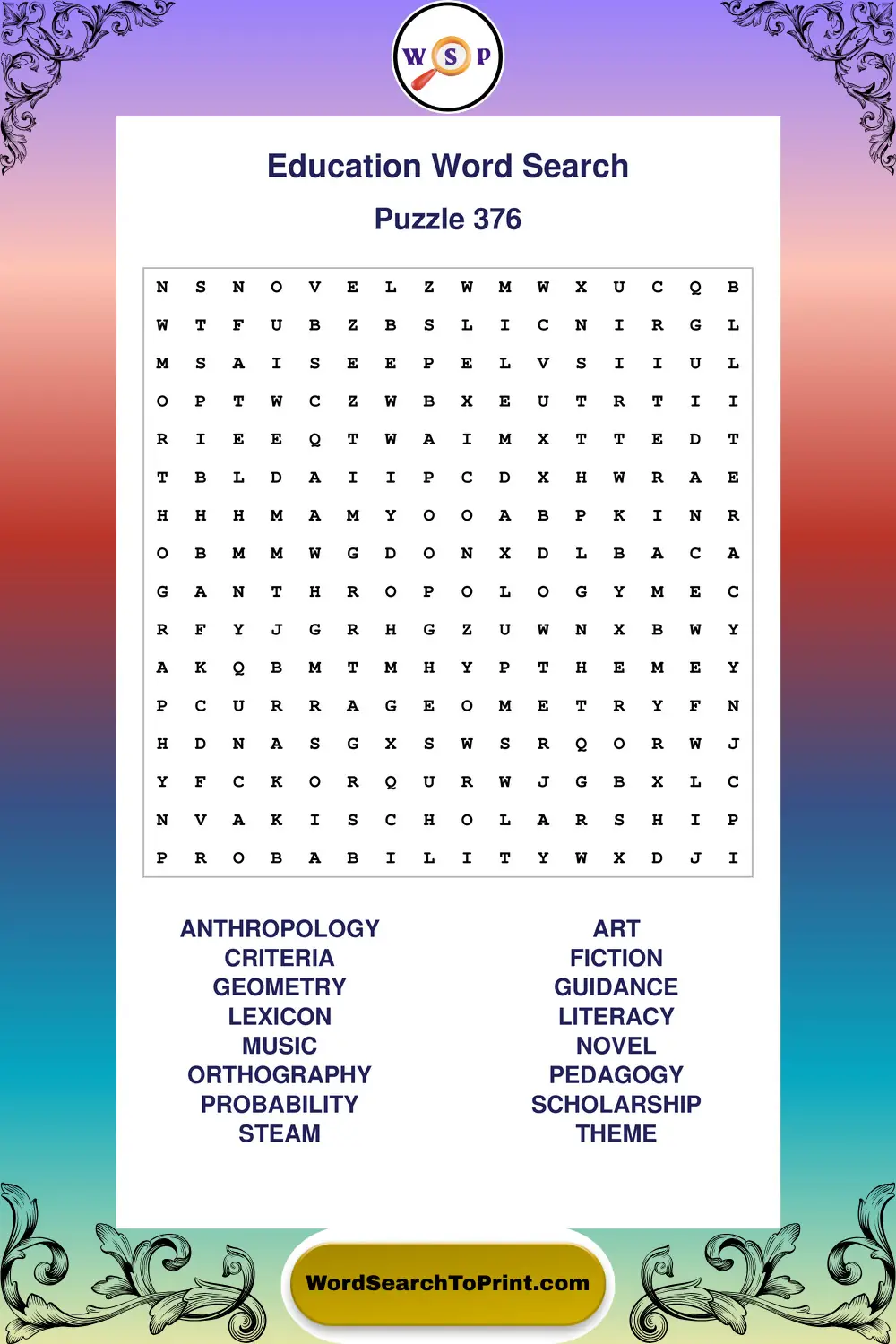 Education Word Search Puzzle 376