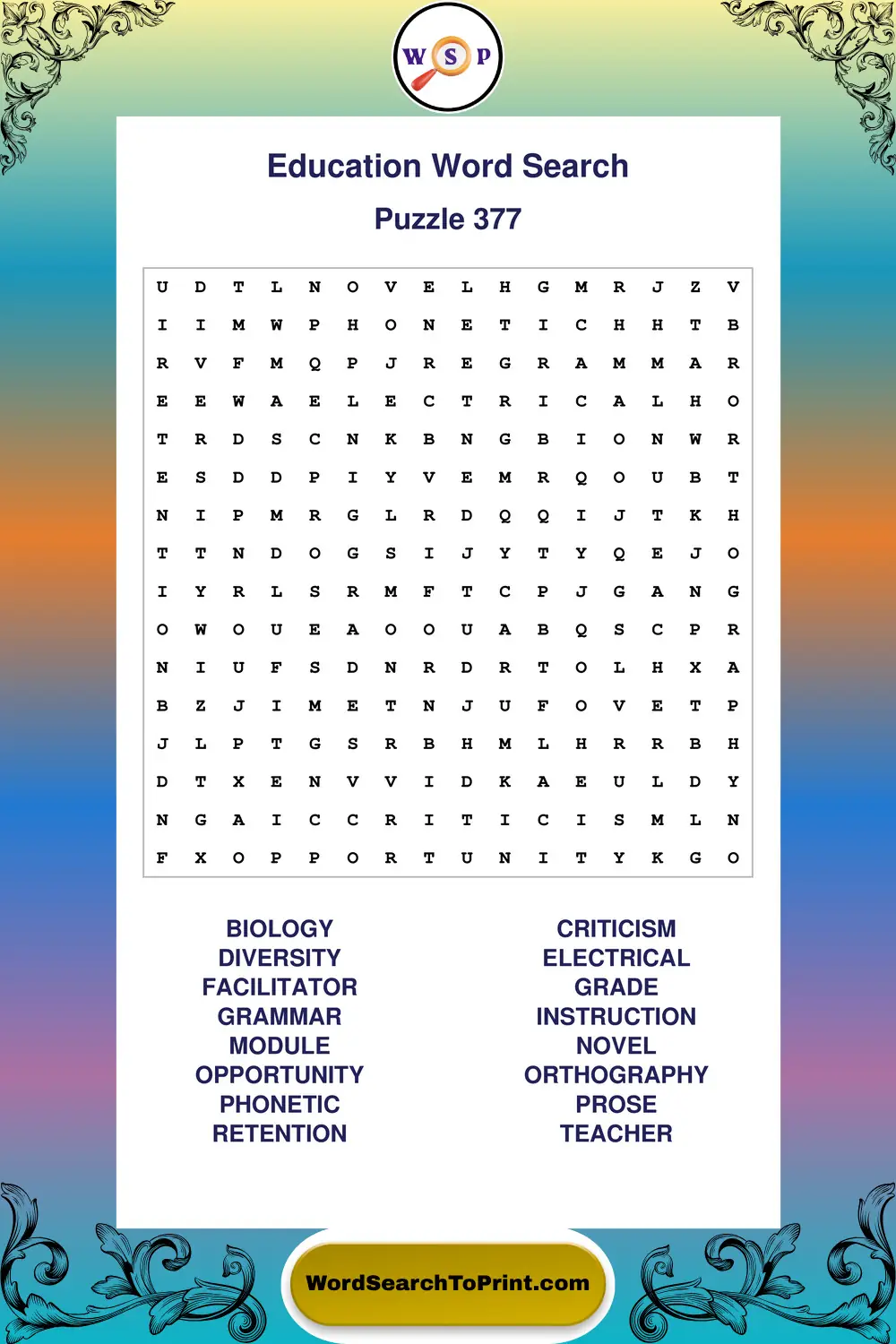 Education Word Search Puzzle 377