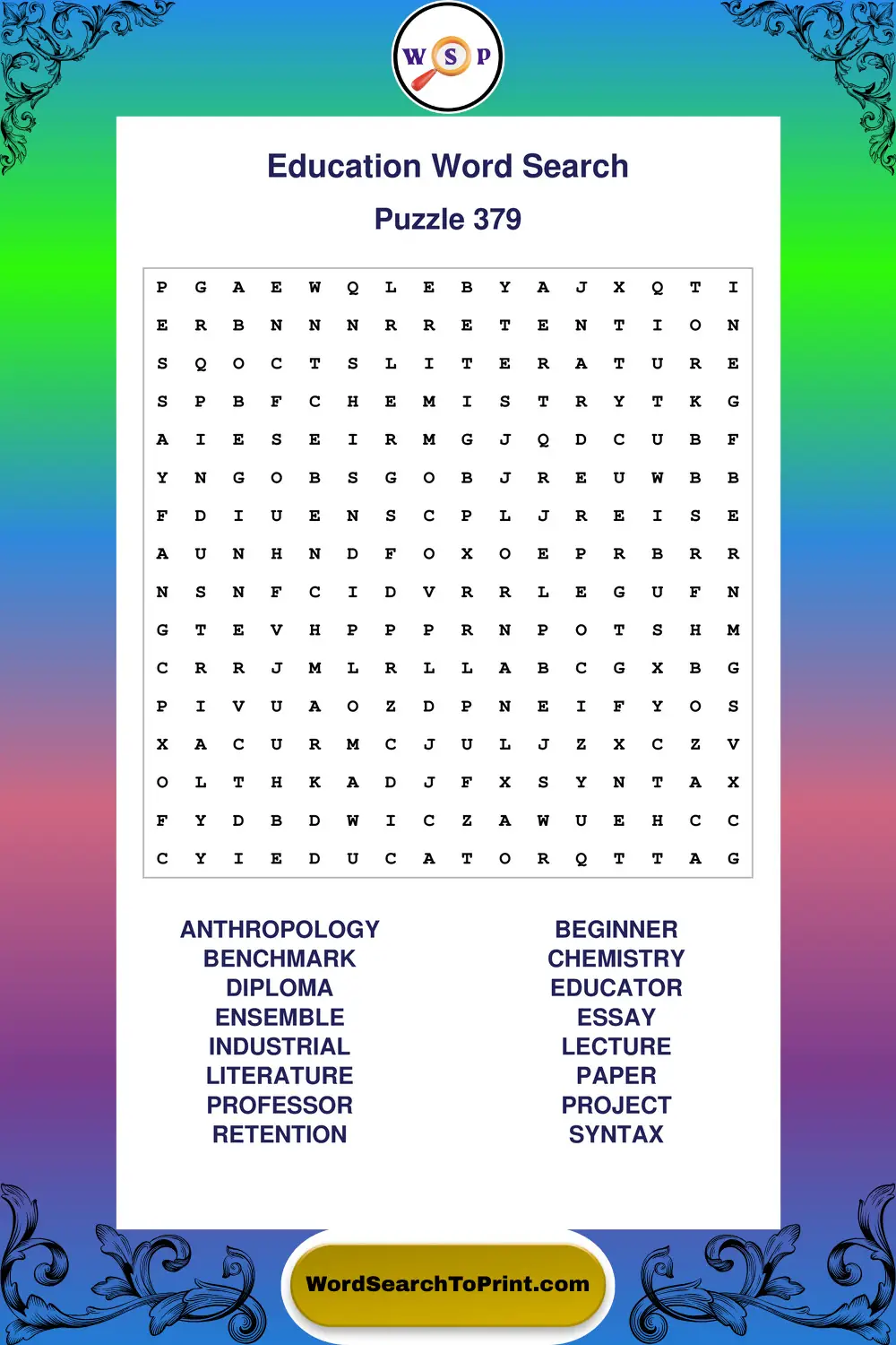 Education Word Search Puzzle 379