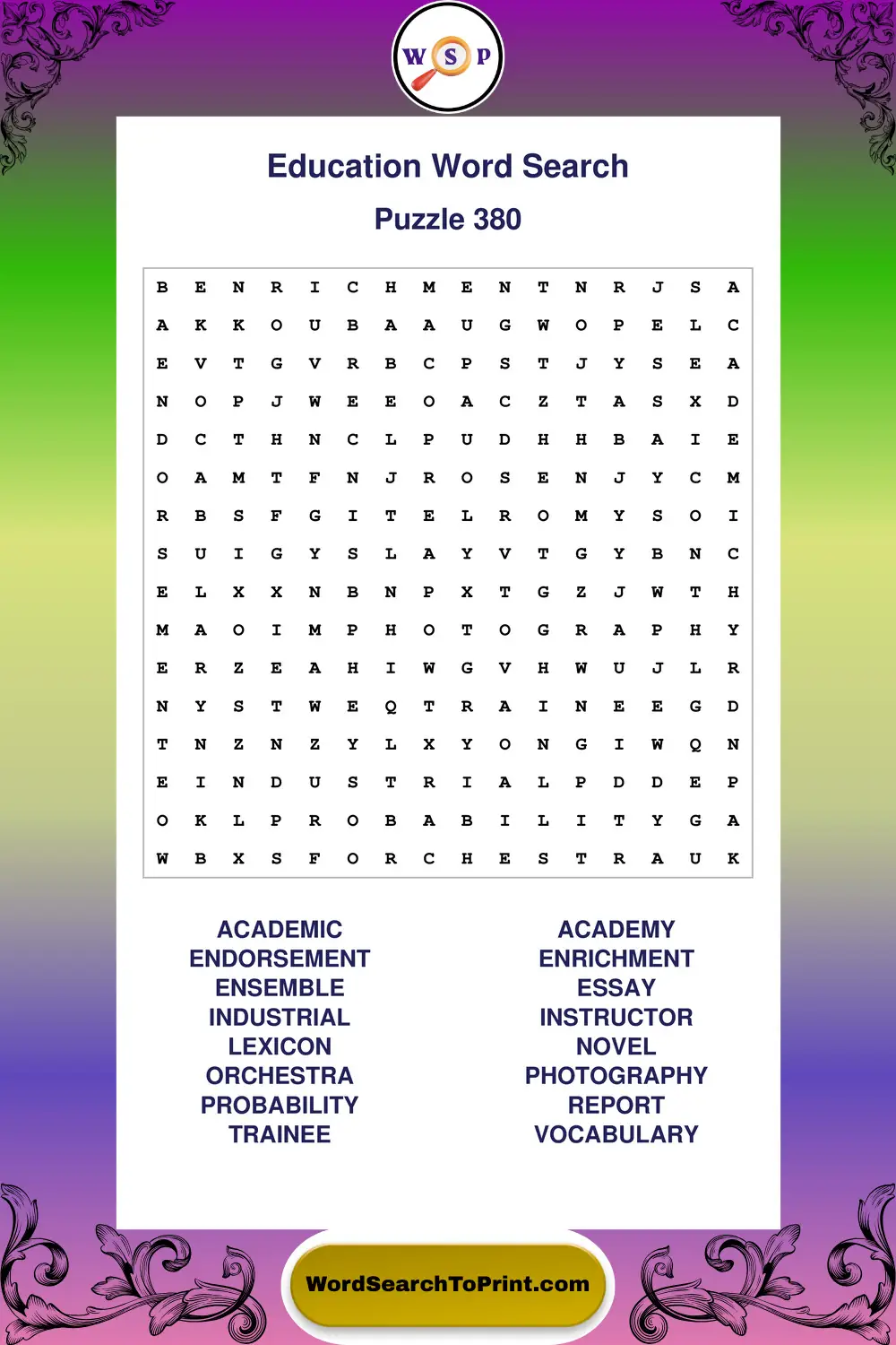 Education Word Search Puzzle 380