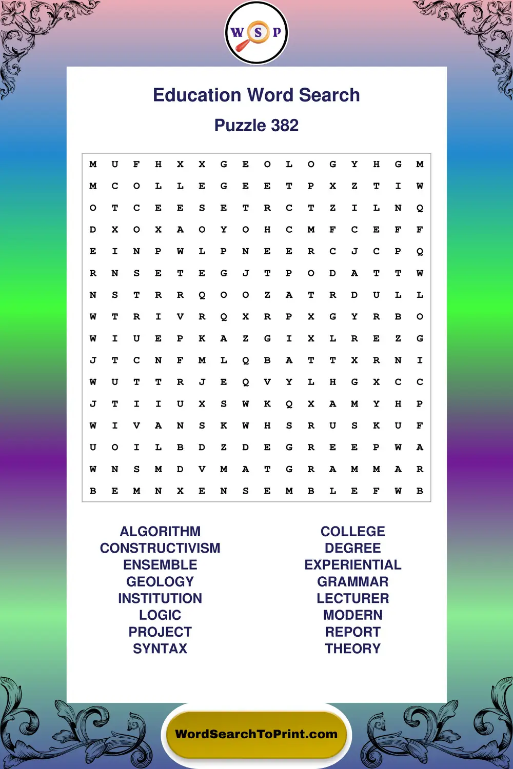 Education Word Search Puzzle 382