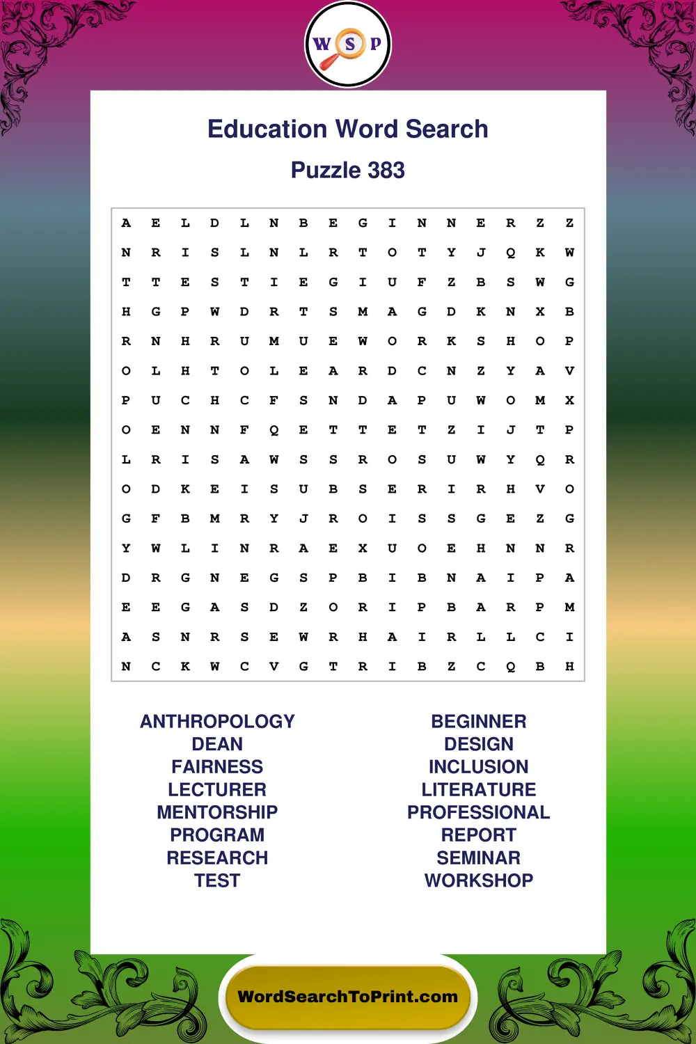 Education Word Search Puzzle 383