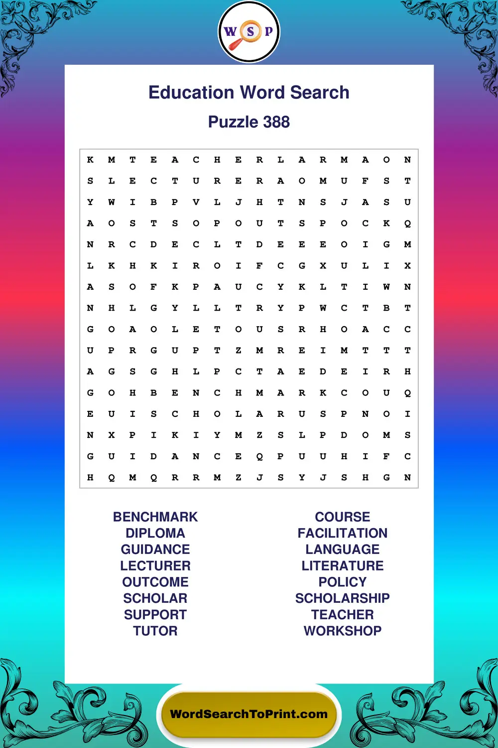 Education Word Search Puzzle 388