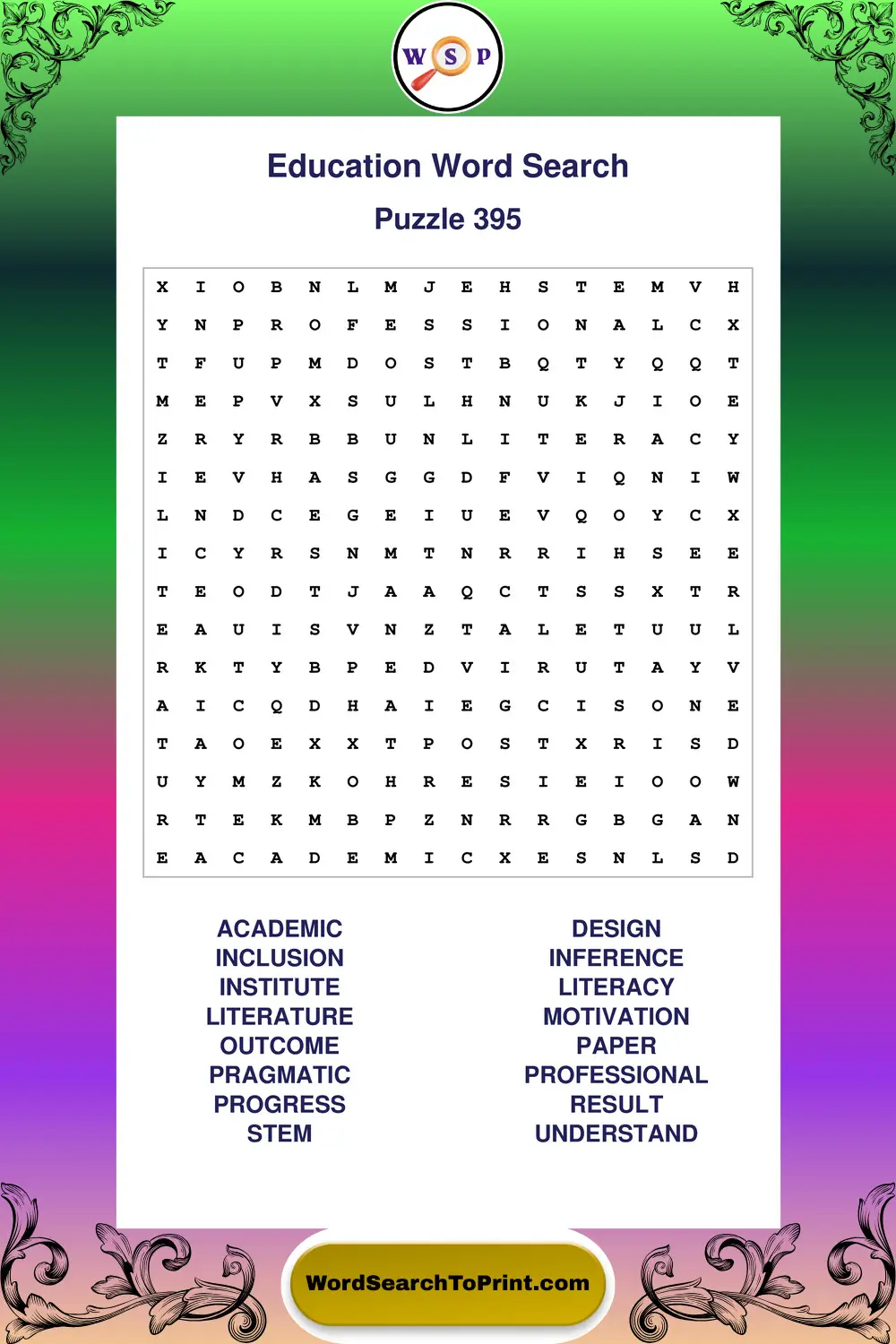 Education Word Search Puzzle 395