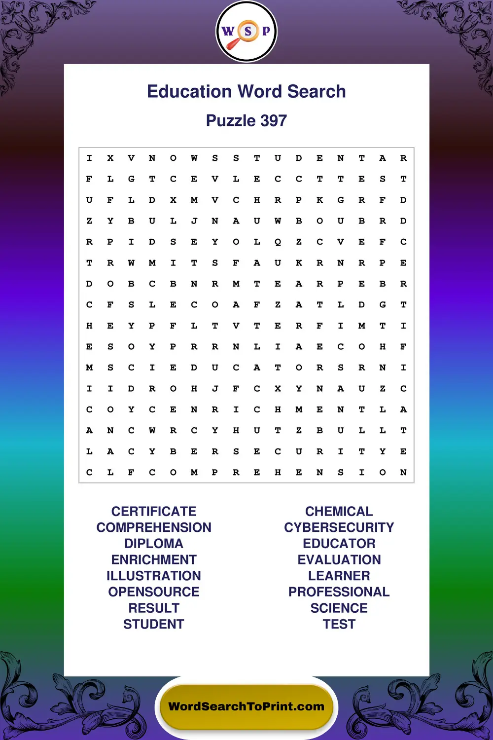 Education Word Search Puzzle 397