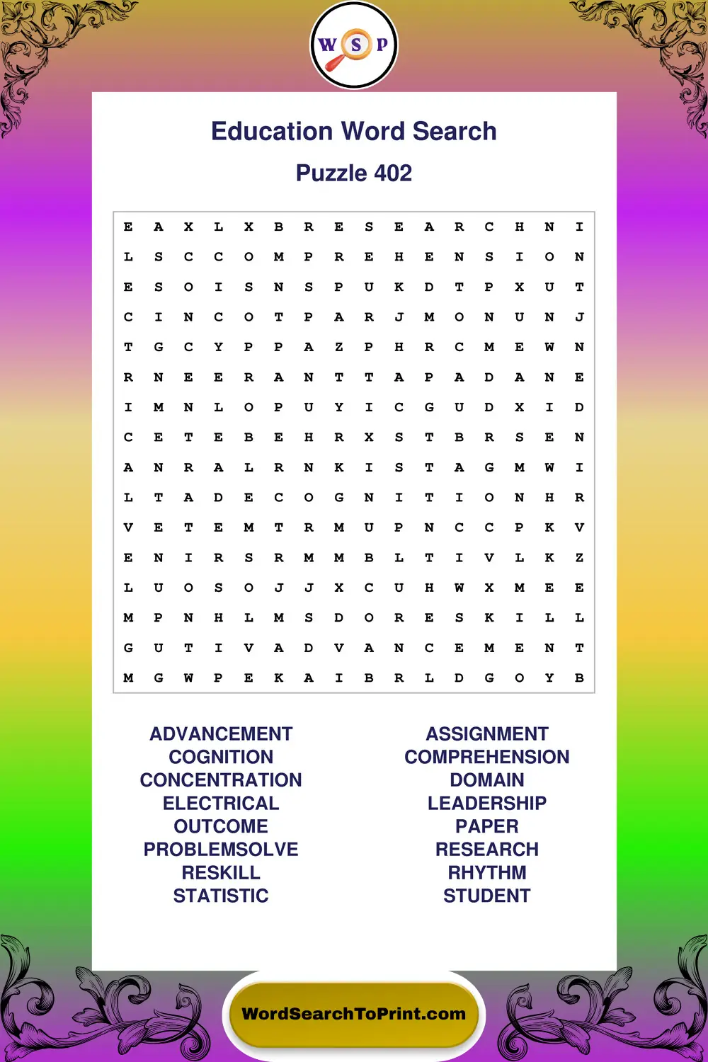 Education Word Search Puzzle 402