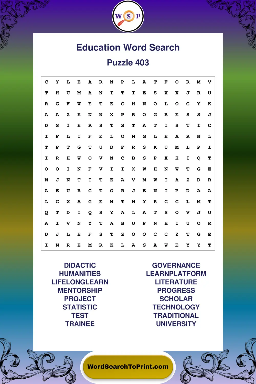 Education Word Search Puzzle 403