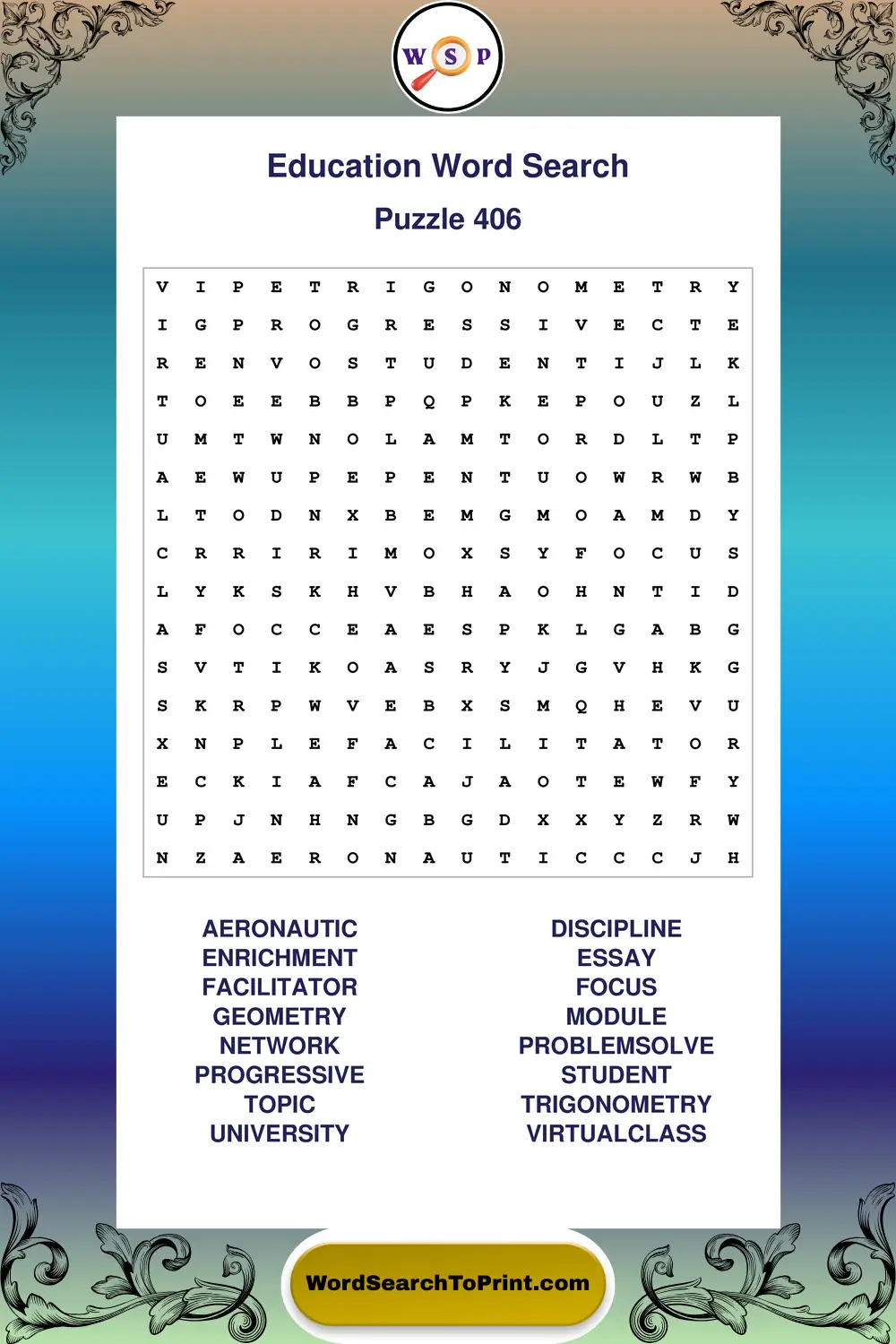 Education Word Search Puzzle 406