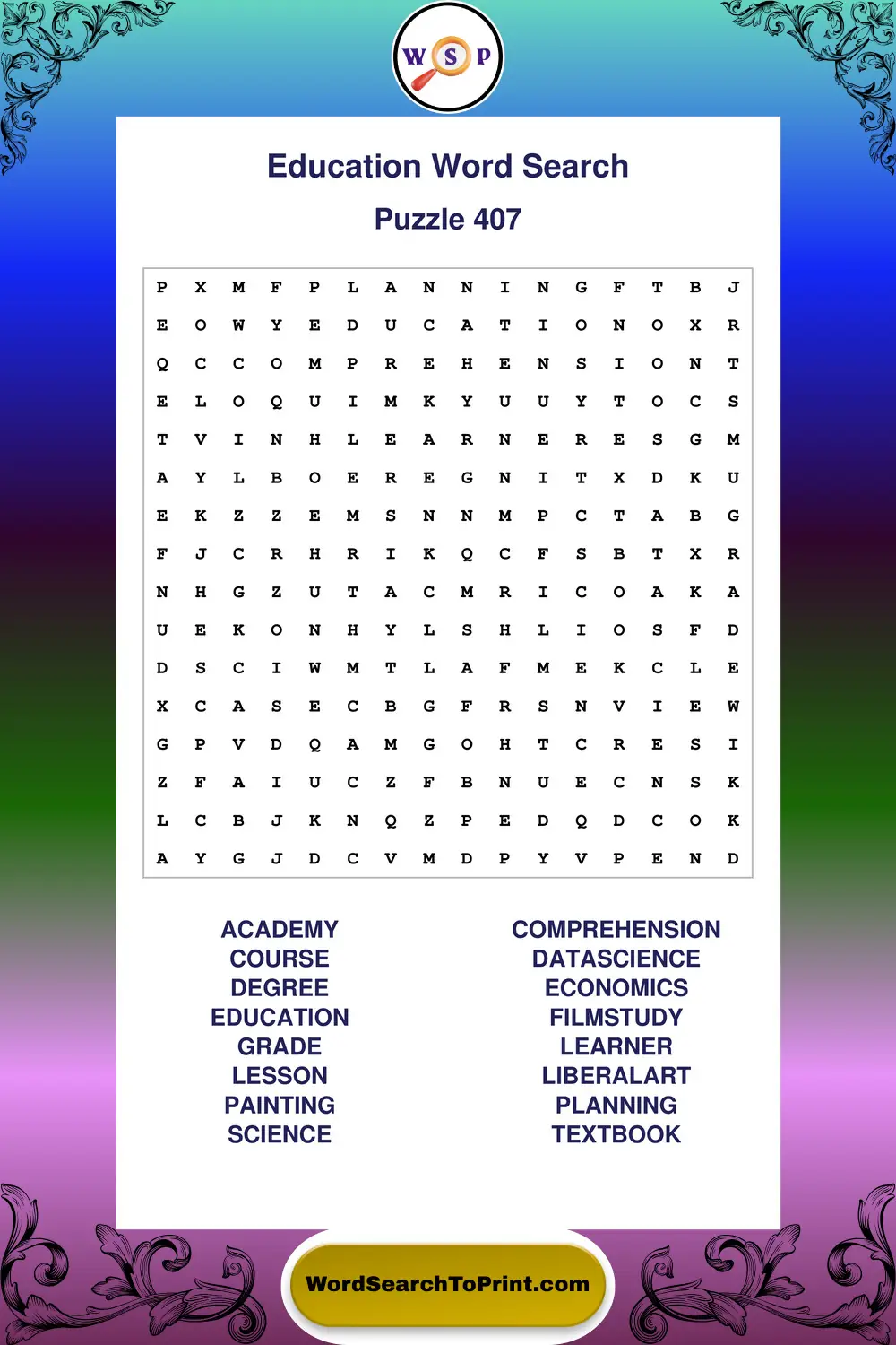 Education Word Search Puzzle 407
