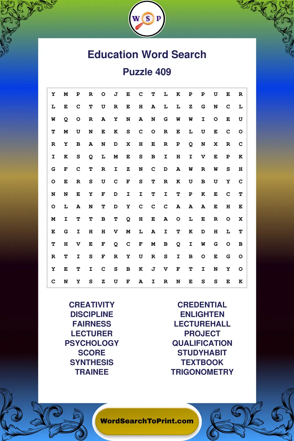 Education Word Search Puzzle 409