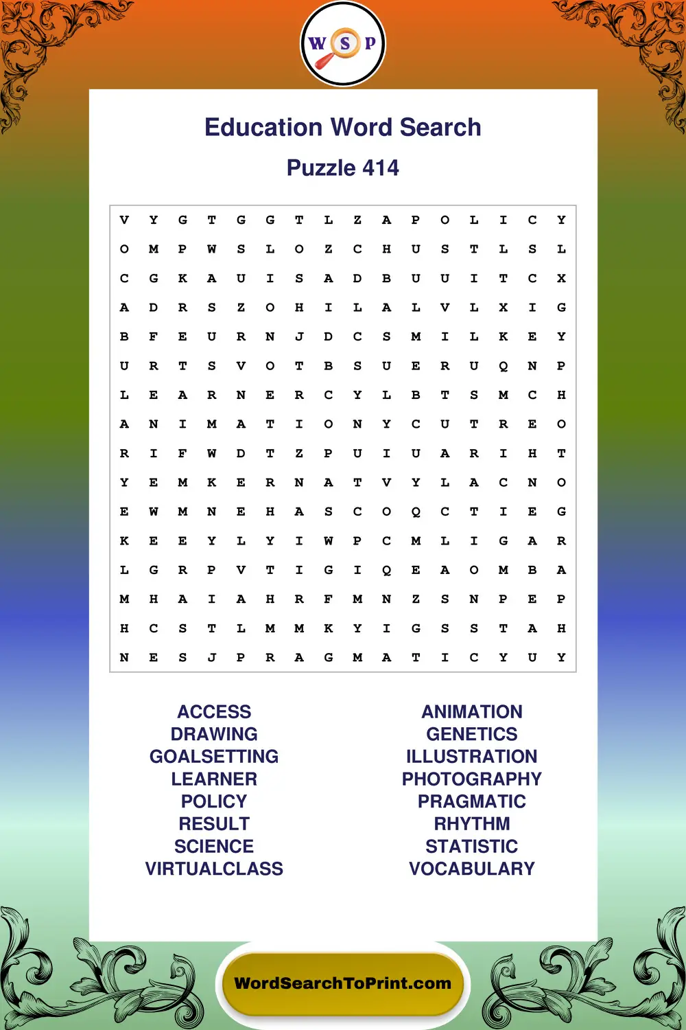 Education Word Search Puzzle 414