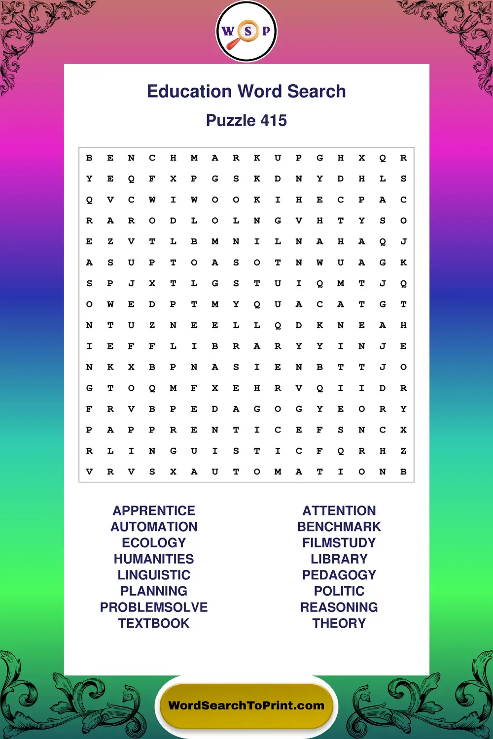 Education Word Search Puzzle 415