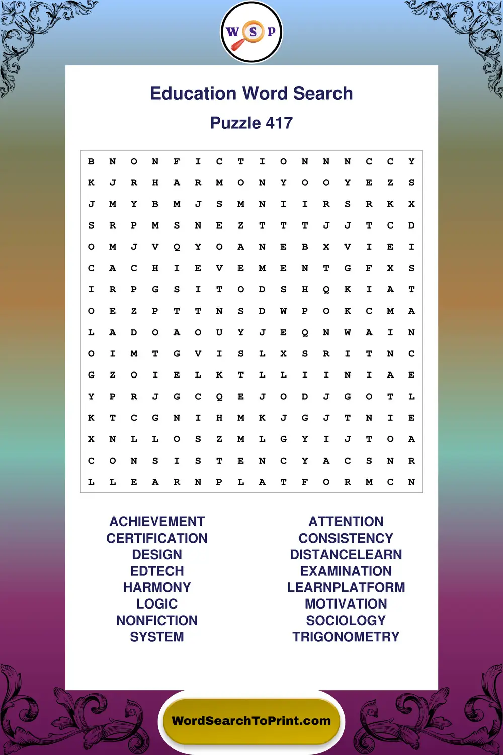 Education Word Search Puzzle 417