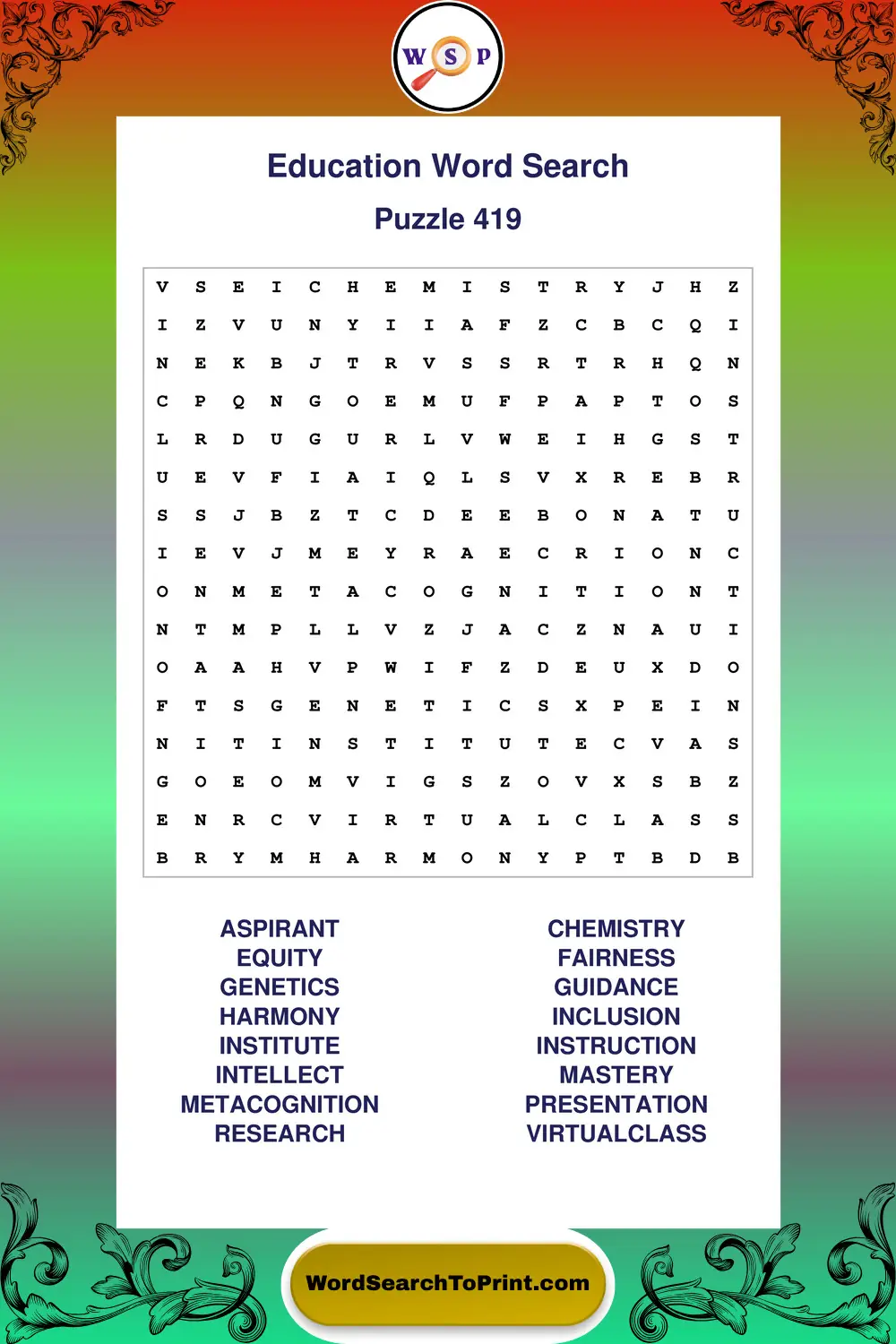 Education Word Search Puzzle 419