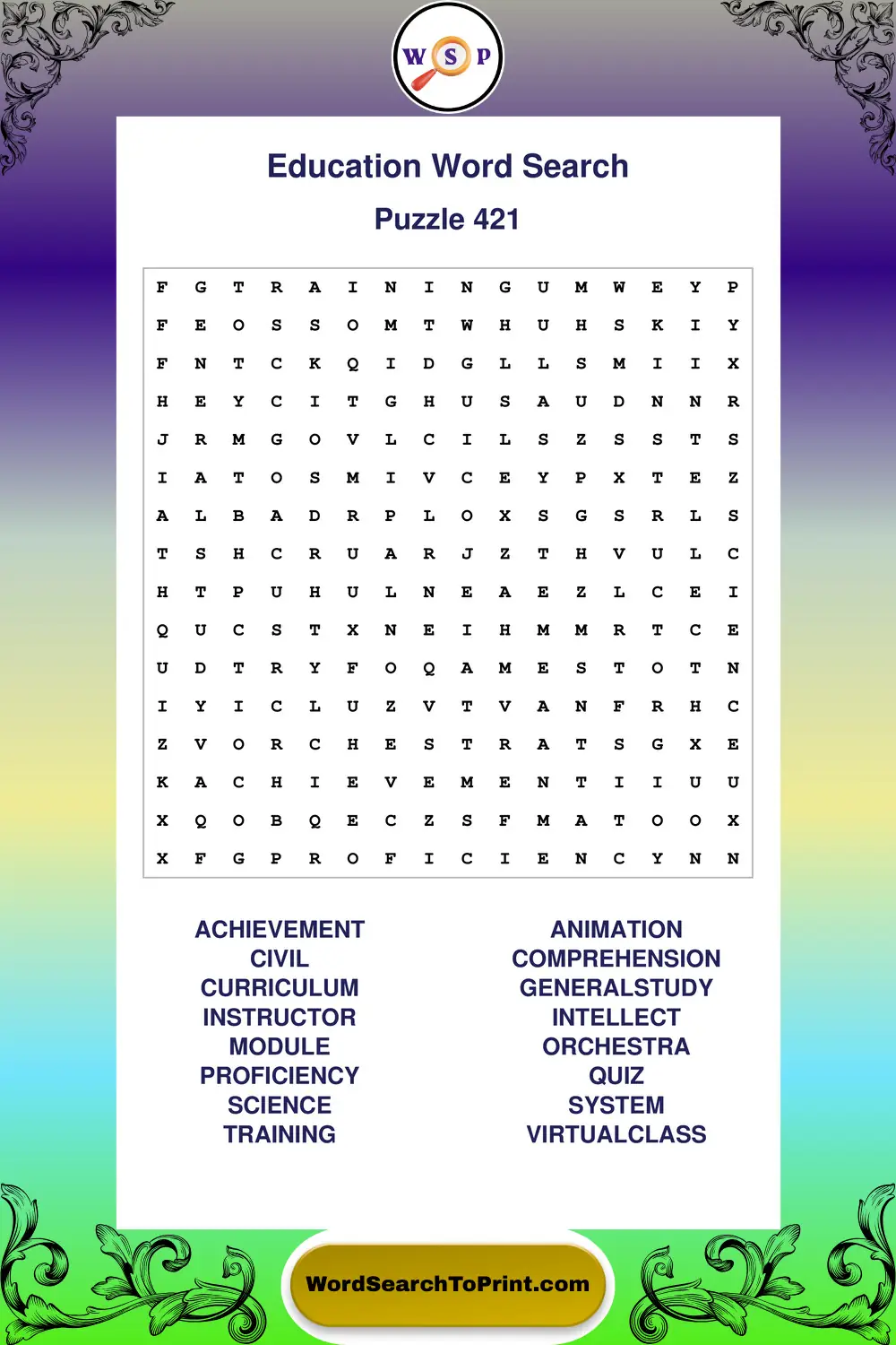 Education Word Search Puzzle 421