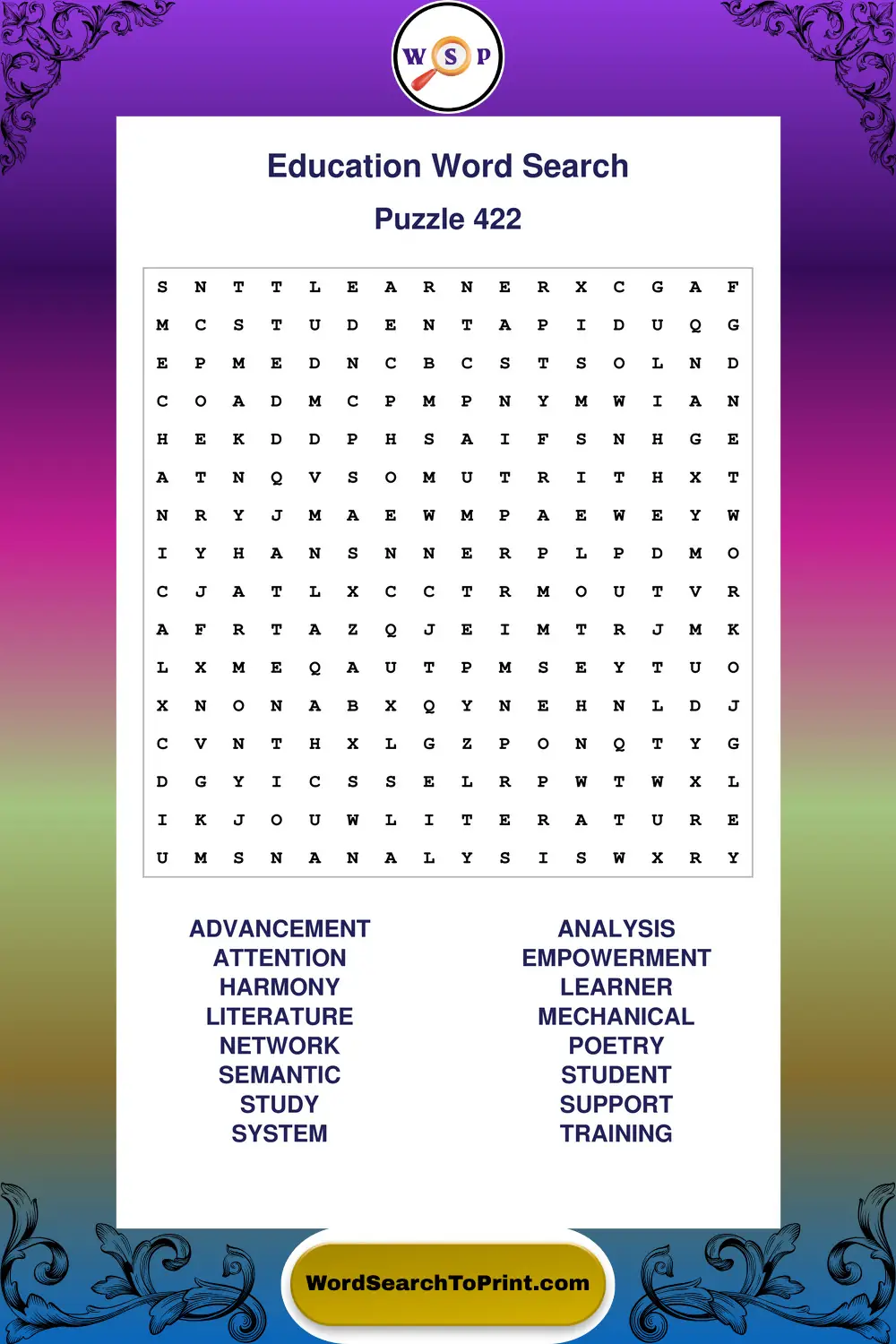 Education Word Search Puzzle 422