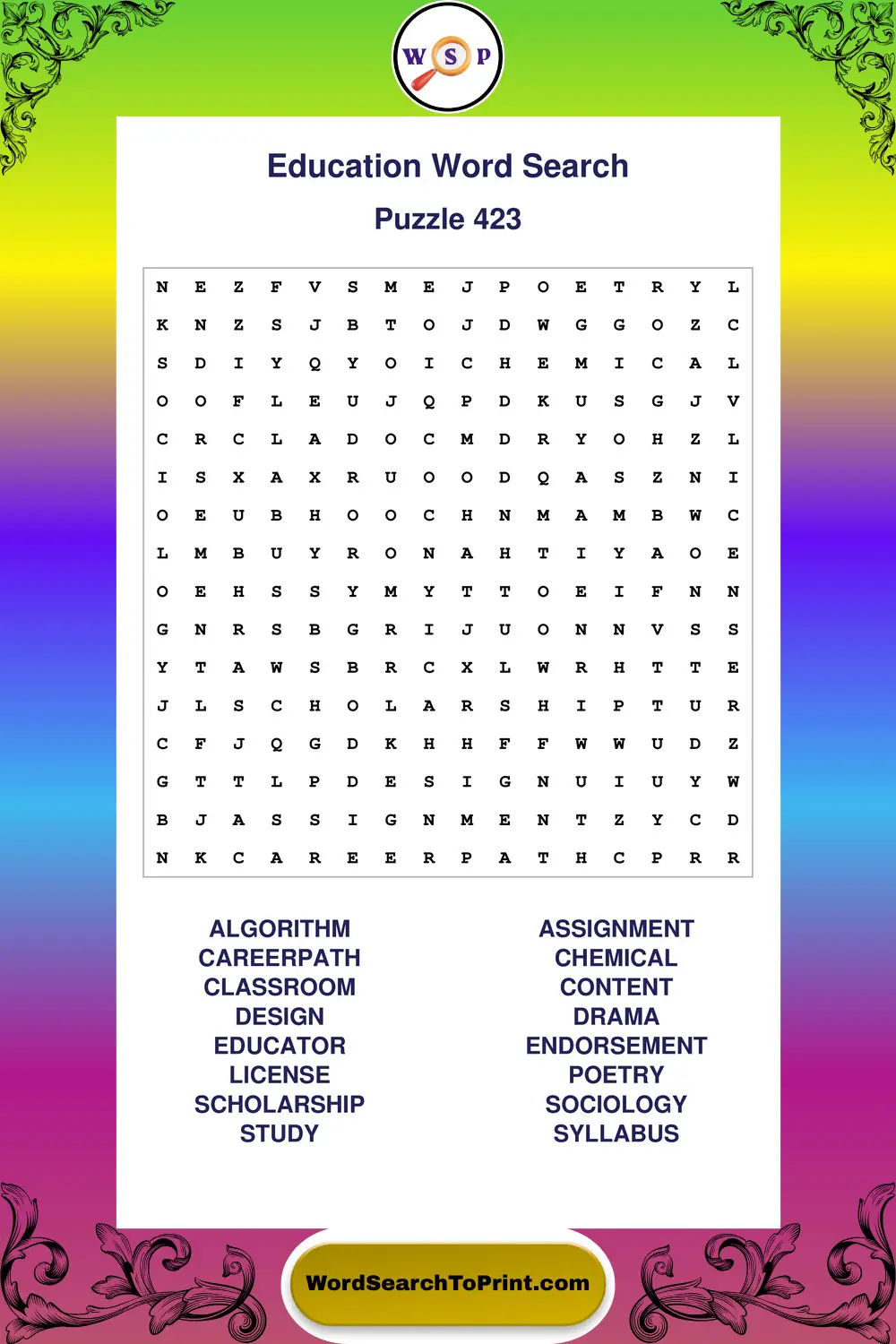 Education Word Search Puzzle 423