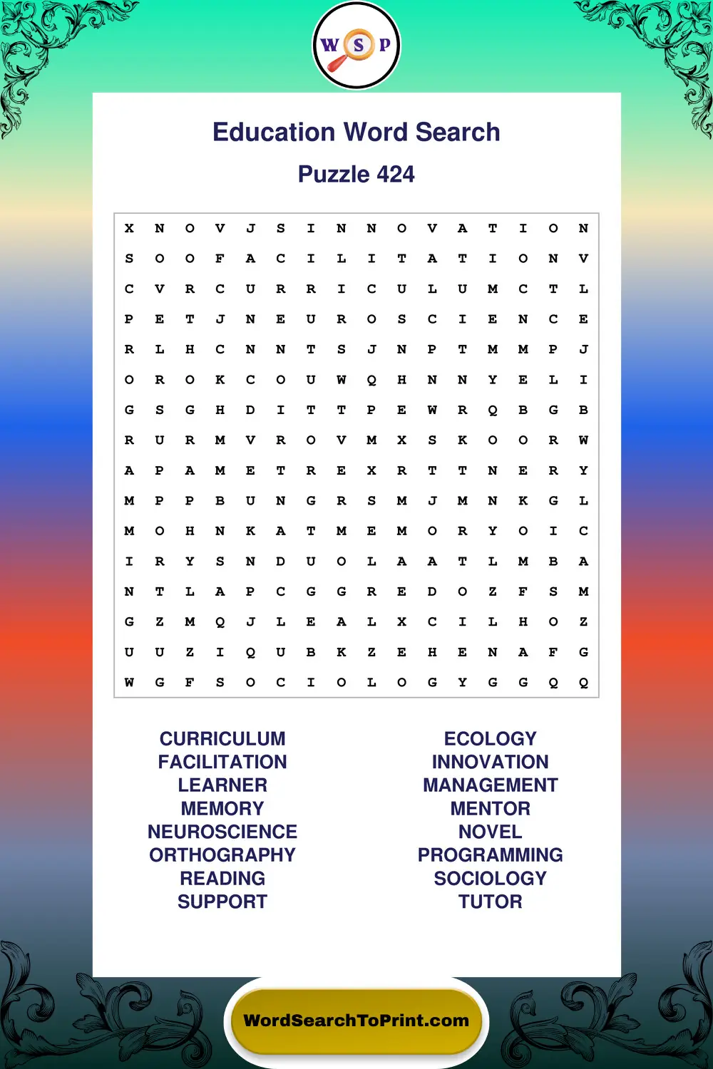 Education Word Search Puzzle 424