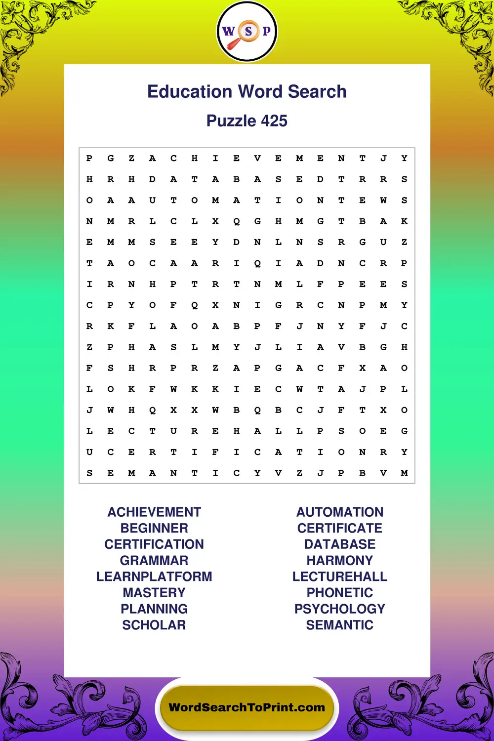 Education Word Search Puzzle 425
