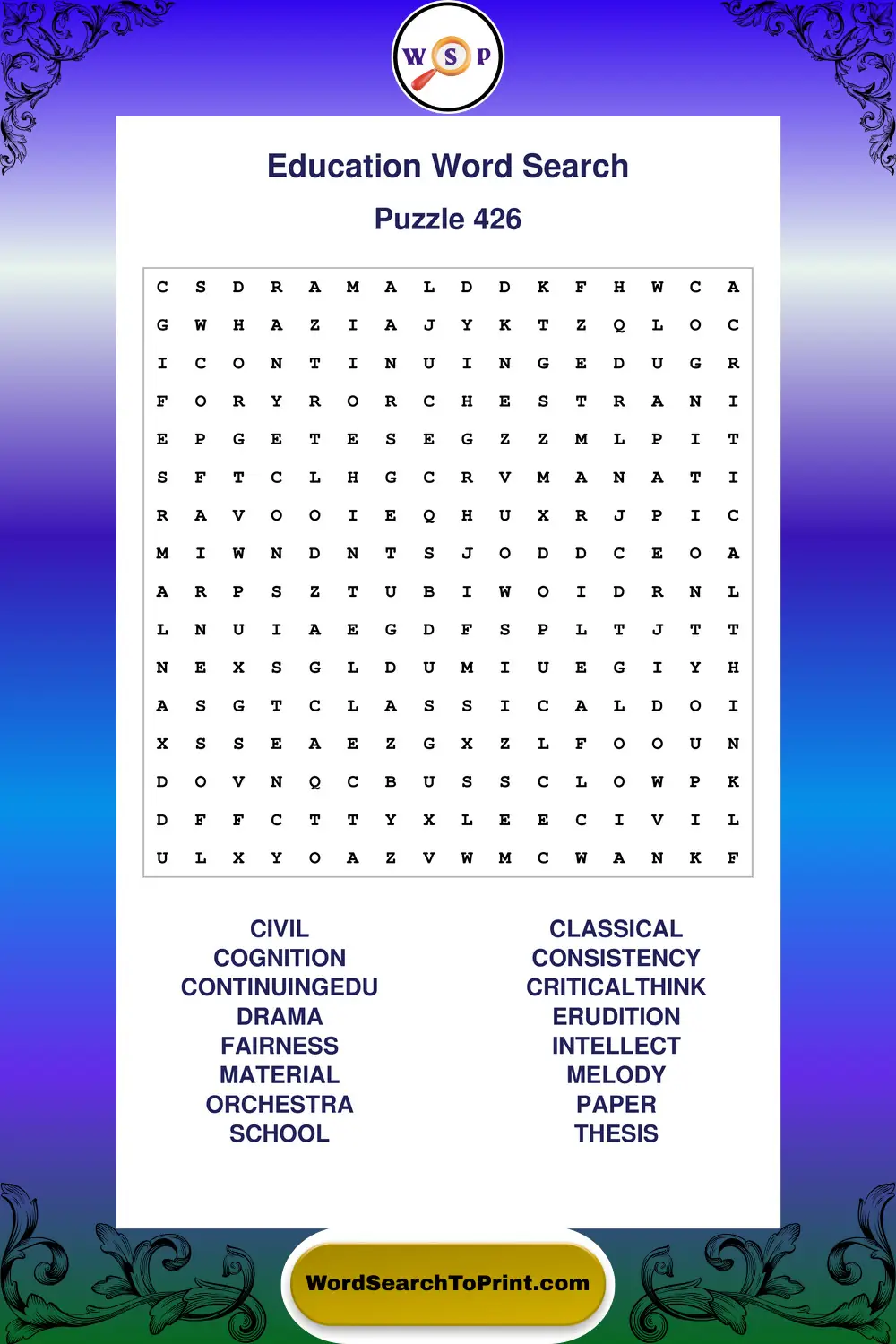 Education Word Search Puzzle 426