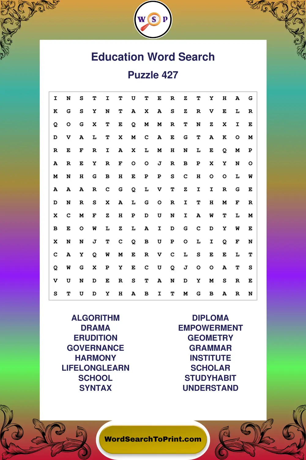 Education Word Search Puzzle 427