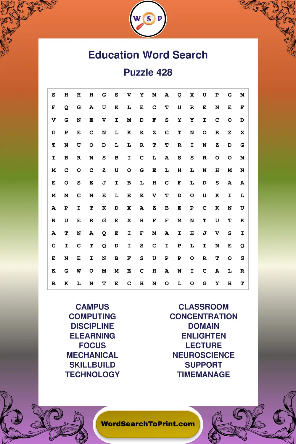 Education Word Search Puzzle 428