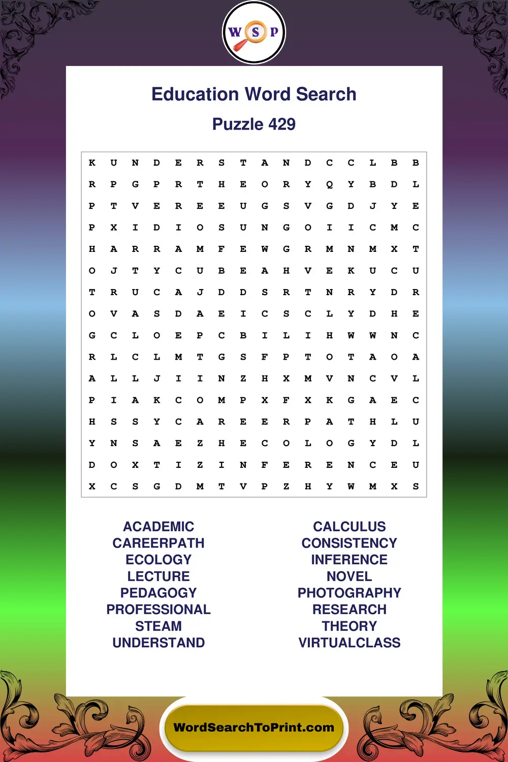 Education Word Search Puzzle 429