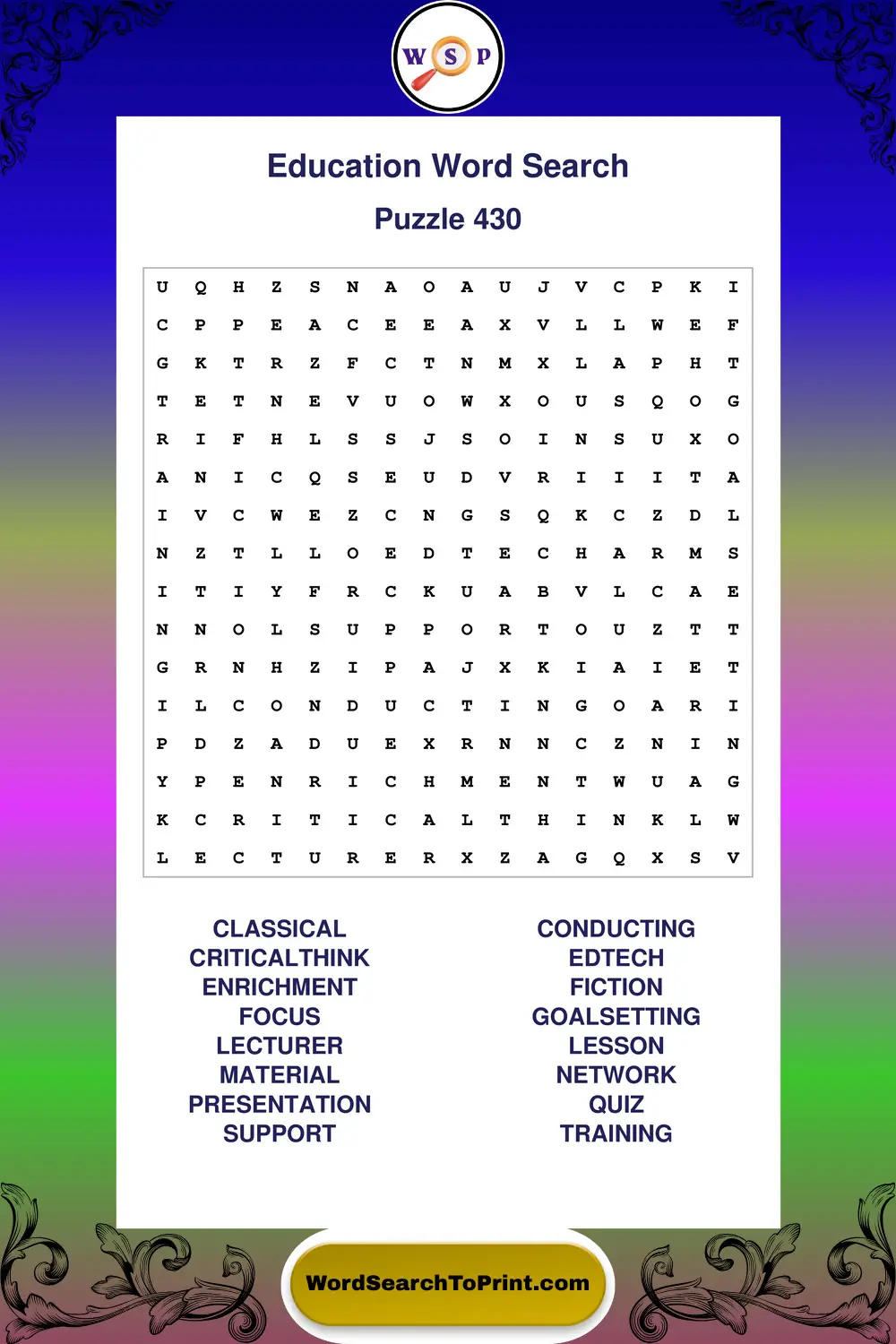 Education Word Search Puzzle 430