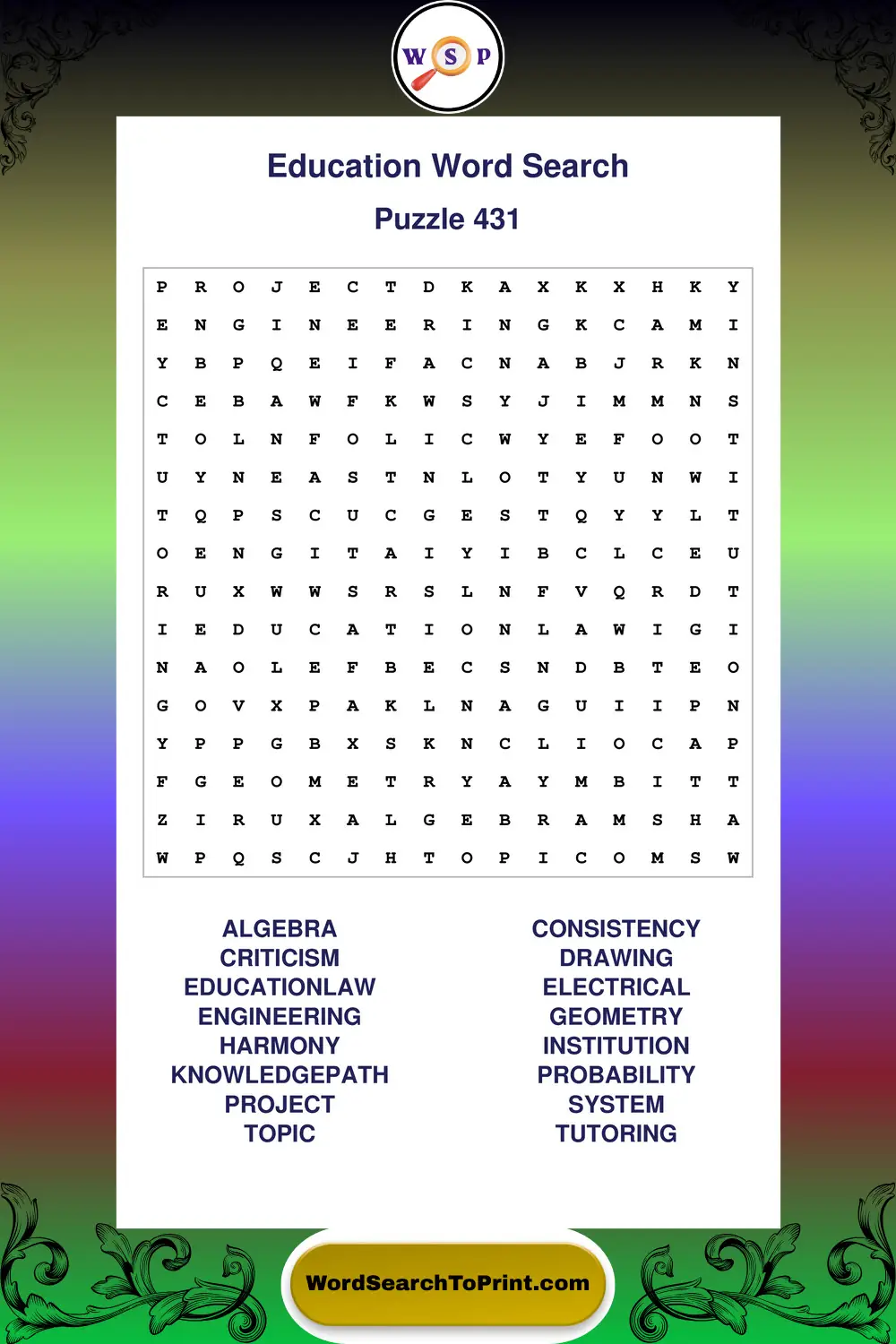 Education Word Search Puzzle 431