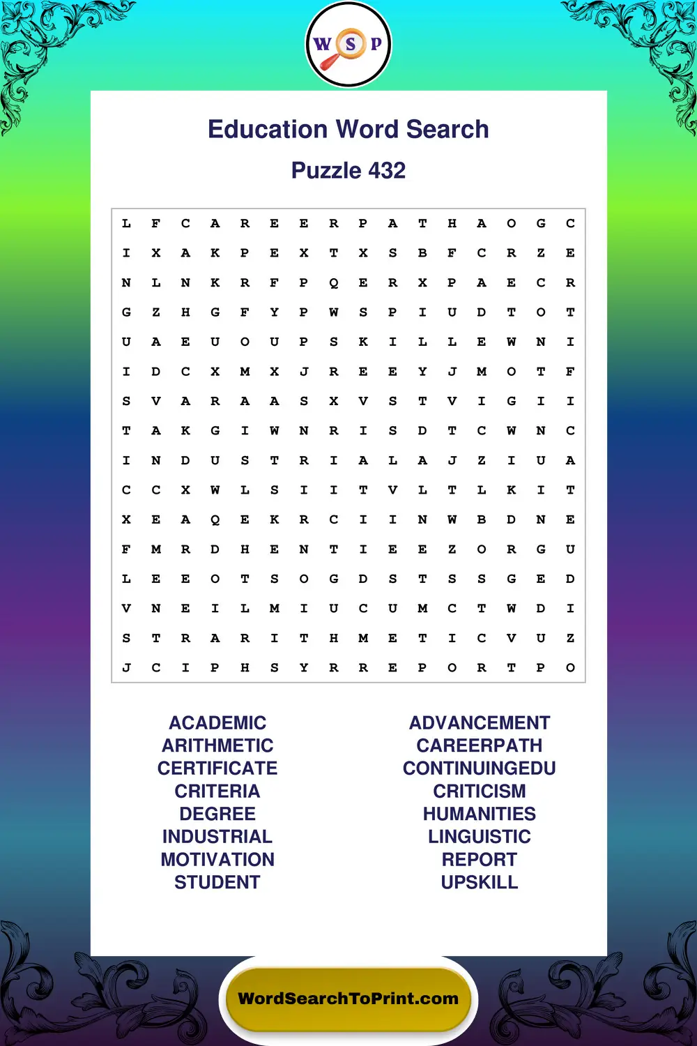 Education Word Search Puzzle 432