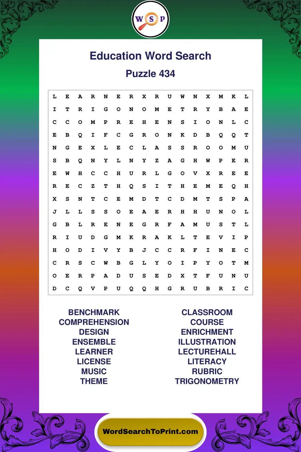 Education Word Search Puzzle 434