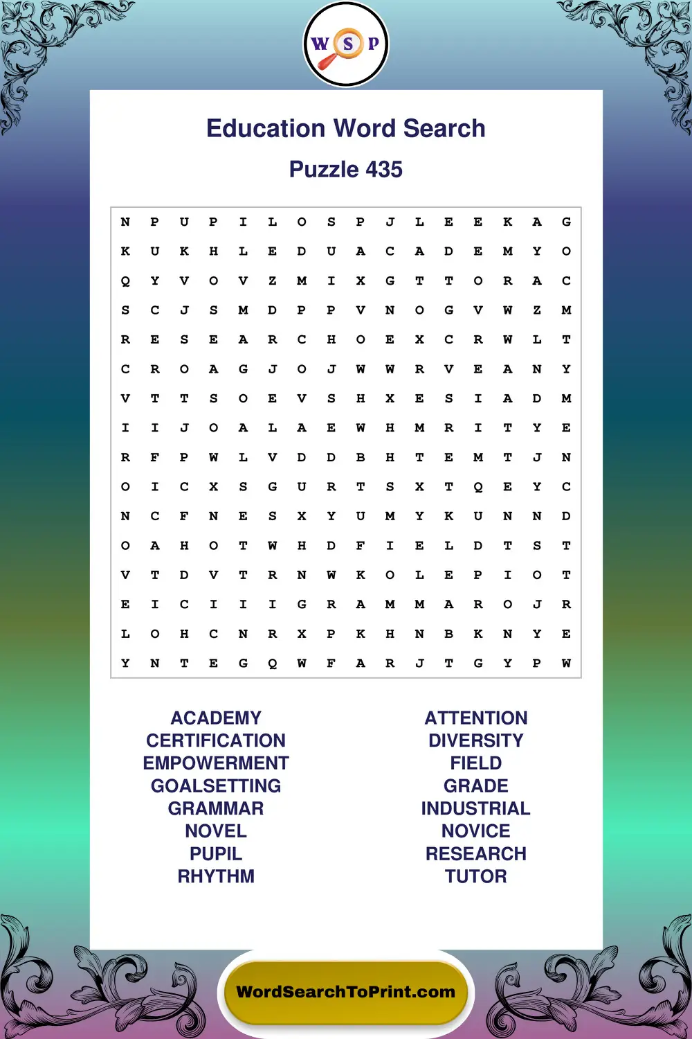 Education Word Search Puzzle 435