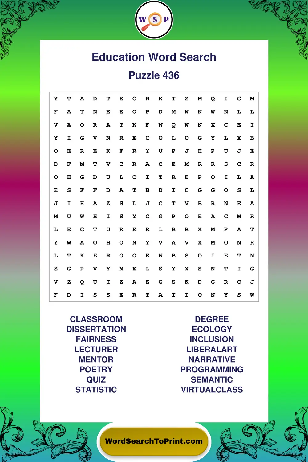 Education Word Search Puzzle 436