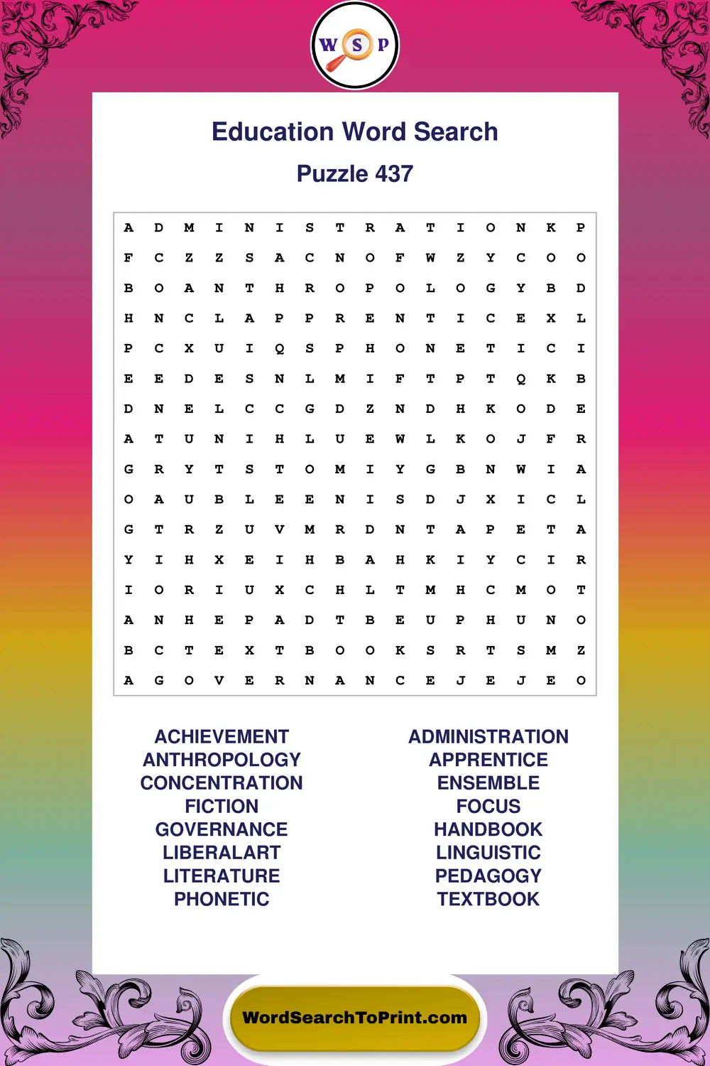 Education Word Search Puzzle 437