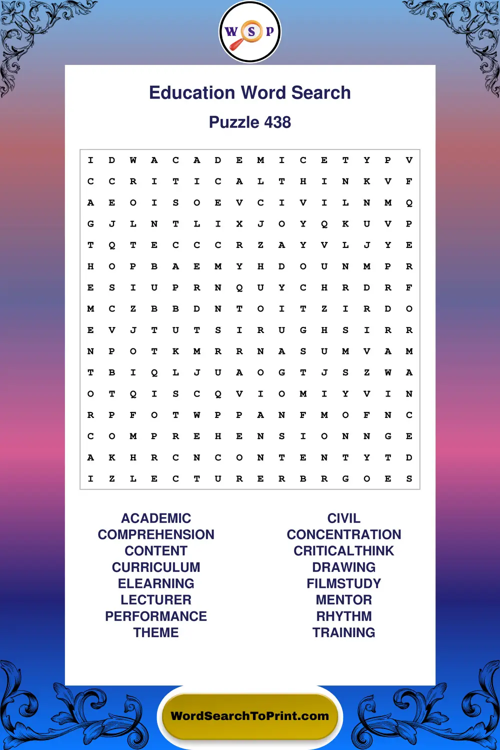 Education Word Search Puzzle 438